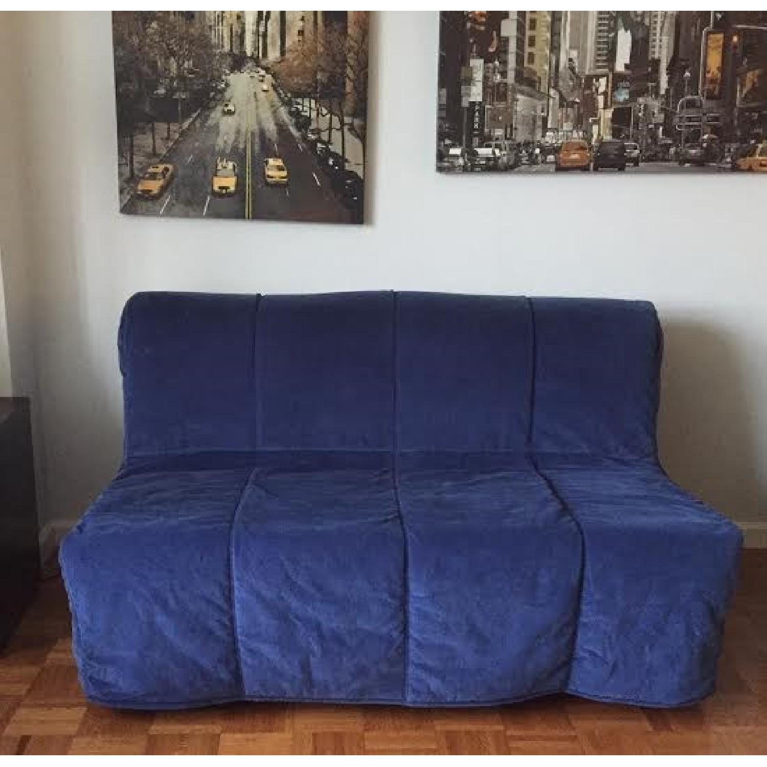 Ikea Lycksele Sofa Bed w/ Blue Cover - image-1