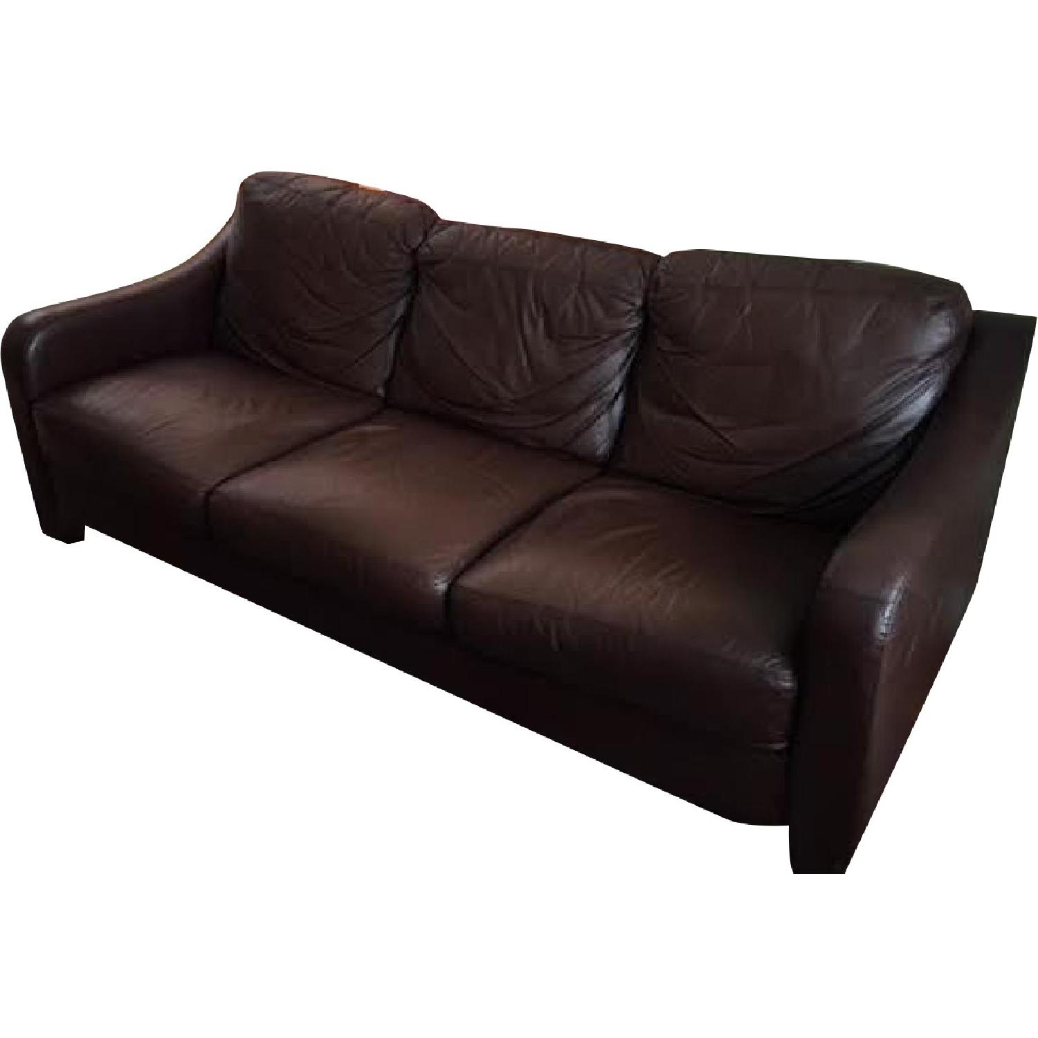 Macy's Brown Leather Sofa AptDeco