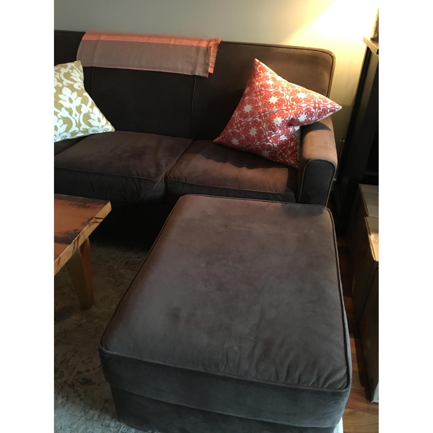 Raymour & Flanigan Parker Microfiber Queen Sleeper Sofa & Ottoman - image-1