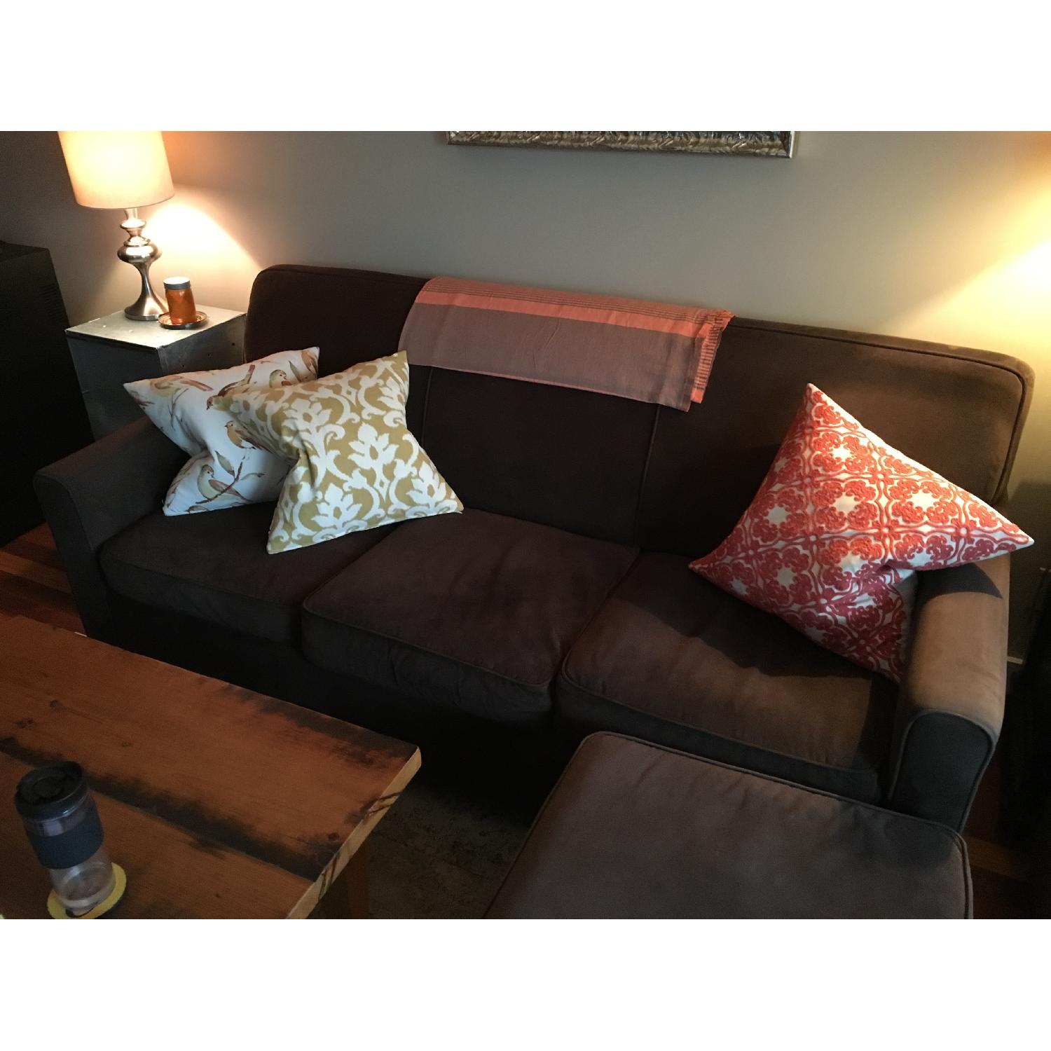 Raymour & Flanigan Parker Microfiber Queen Sleeper Sofa & Ottoman - image-3