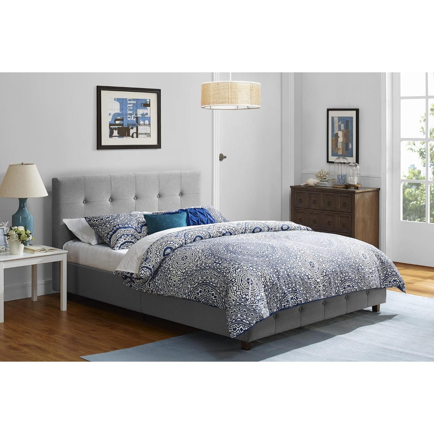 DHP Rose Linen Tufted Upholstered Platform Bed - image-1