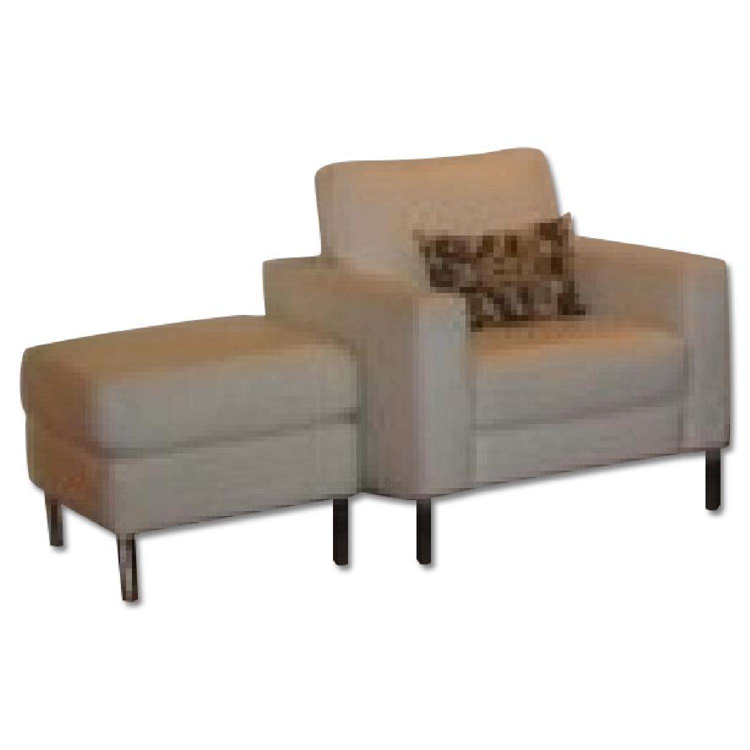 Natuzzi White Italian Leather Armchair & Ottoman - image-2