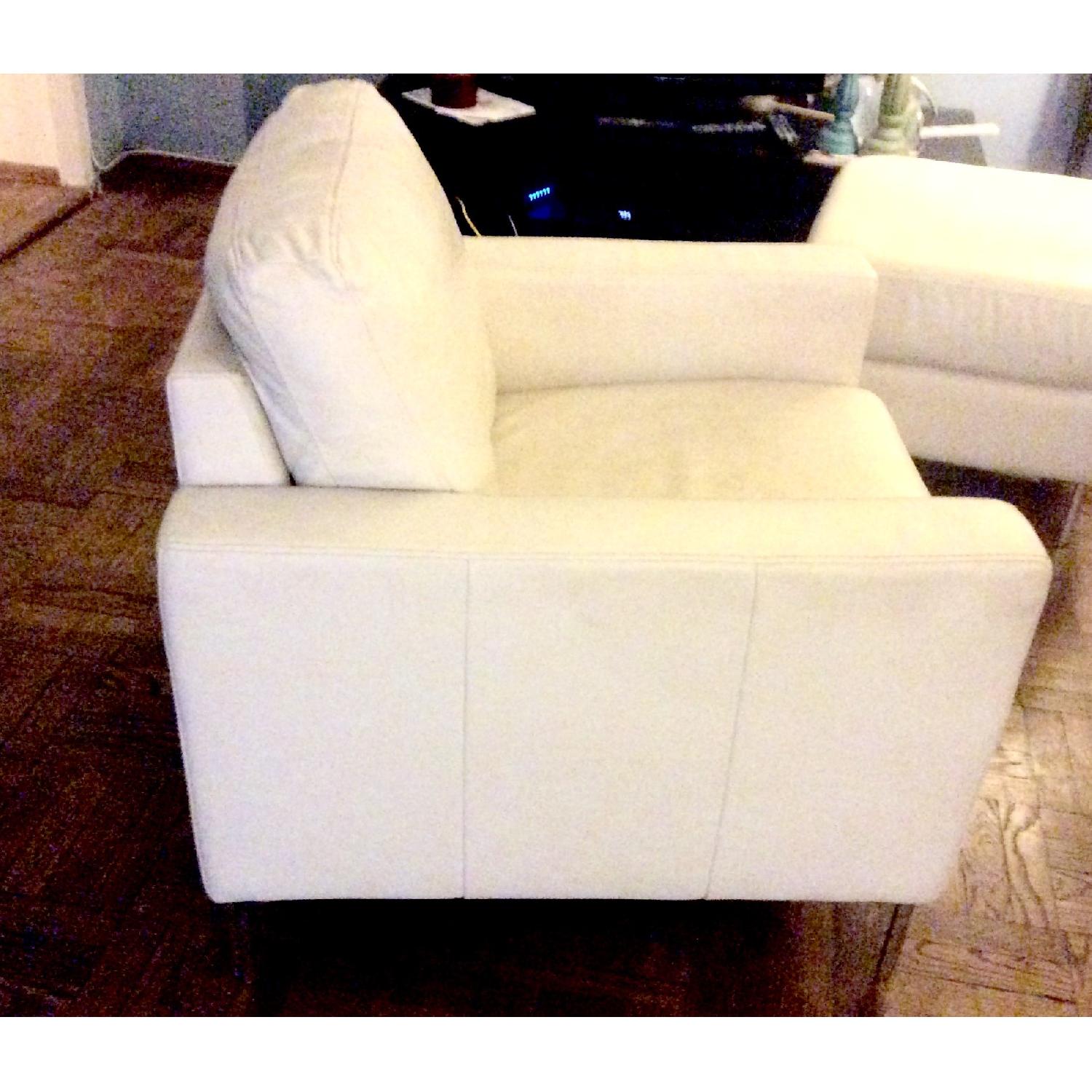 Natuzzi White Italian Leather Armchair & Ottoman - image-3