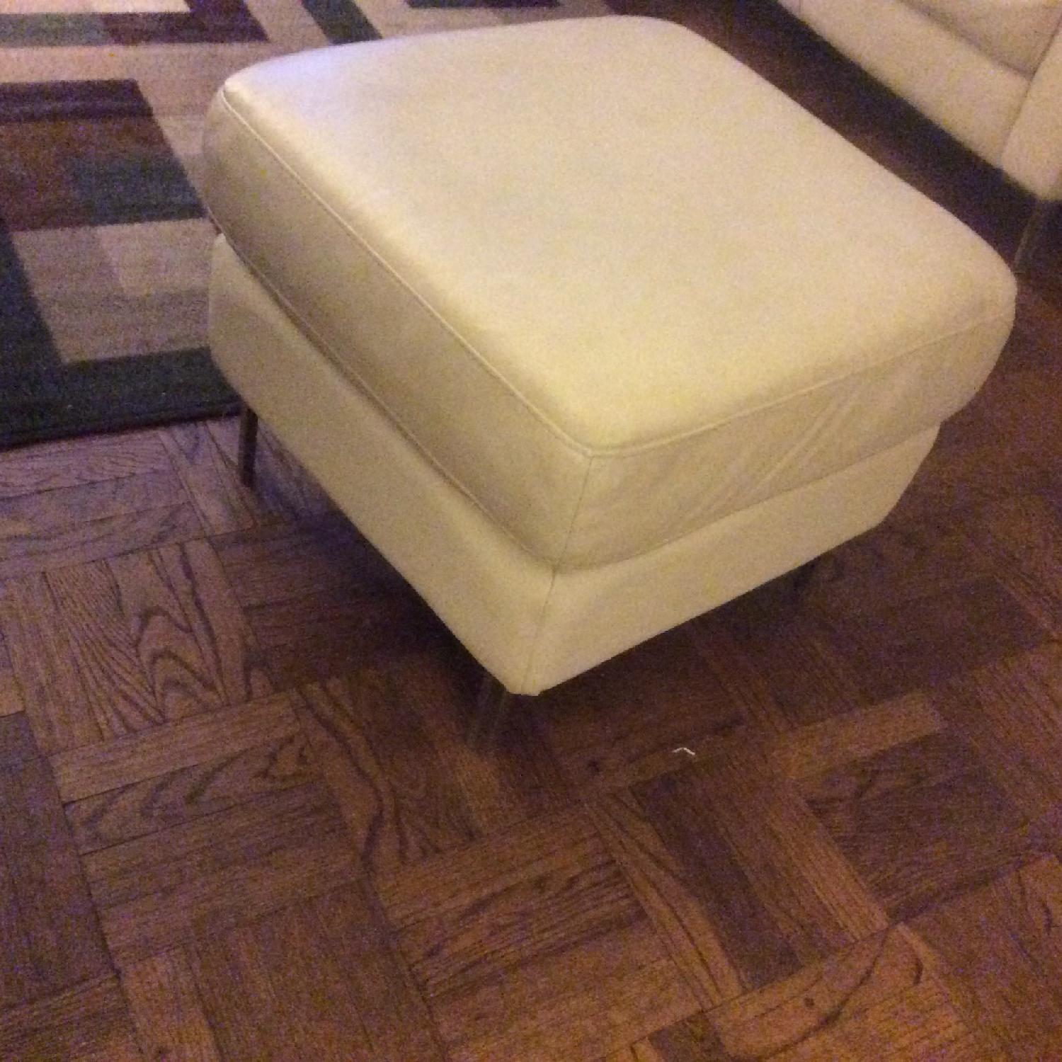 Natuzzi White Italian Leather Armchair & Ottoman - image-4