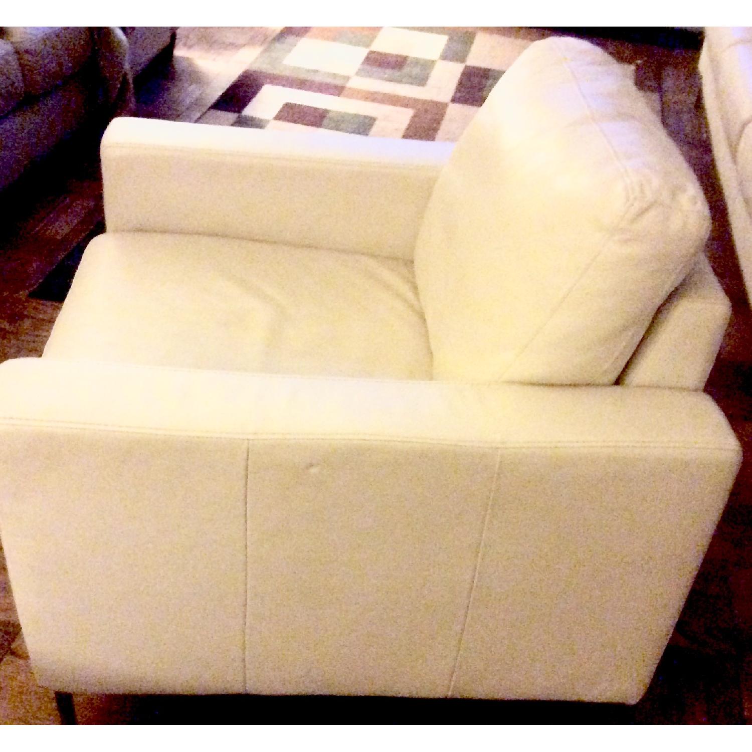 Natuzzi White Italian Leather Armchair & Ottoman - image-5