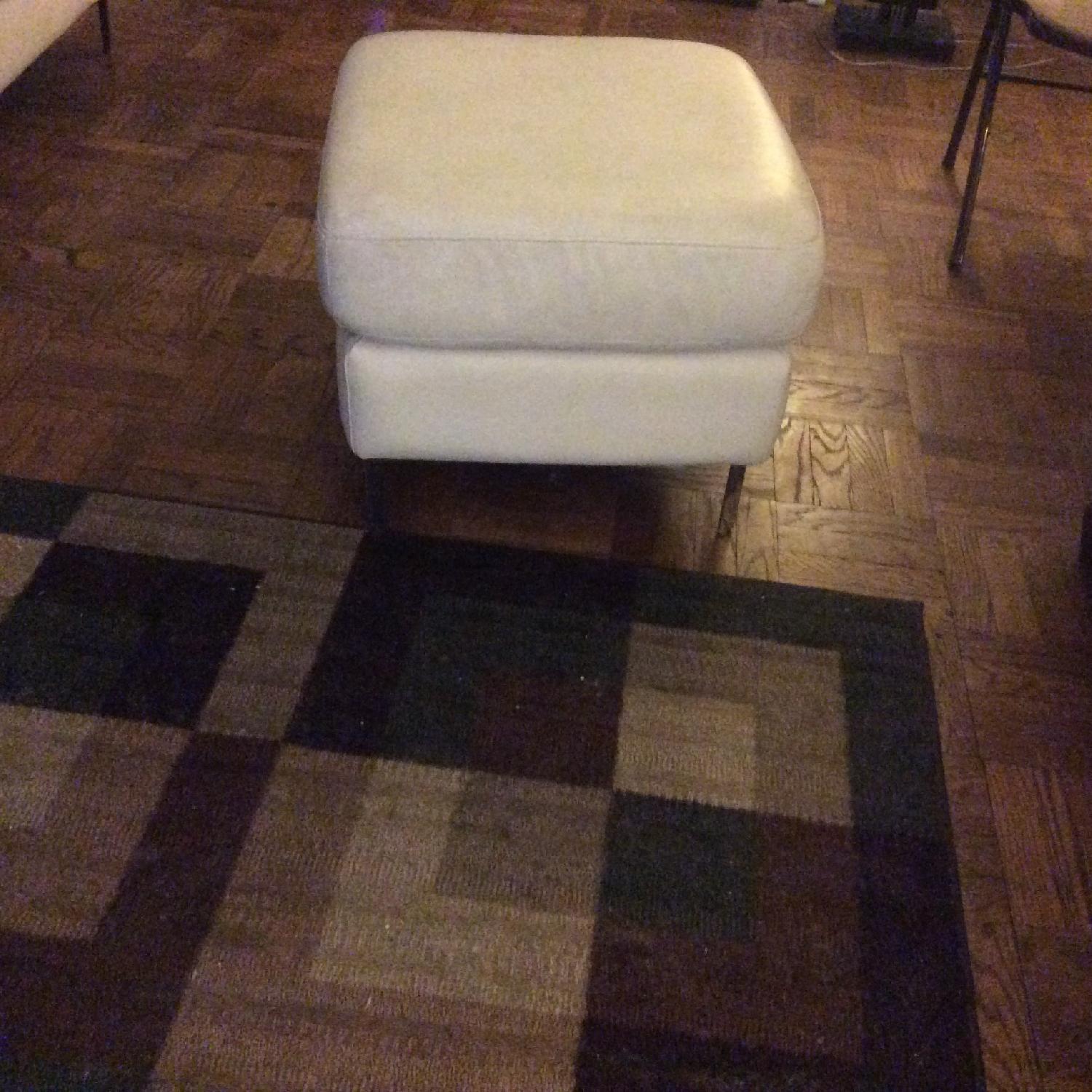 Natuzzi White Italian Leather Armchair & Ottoman - image-6