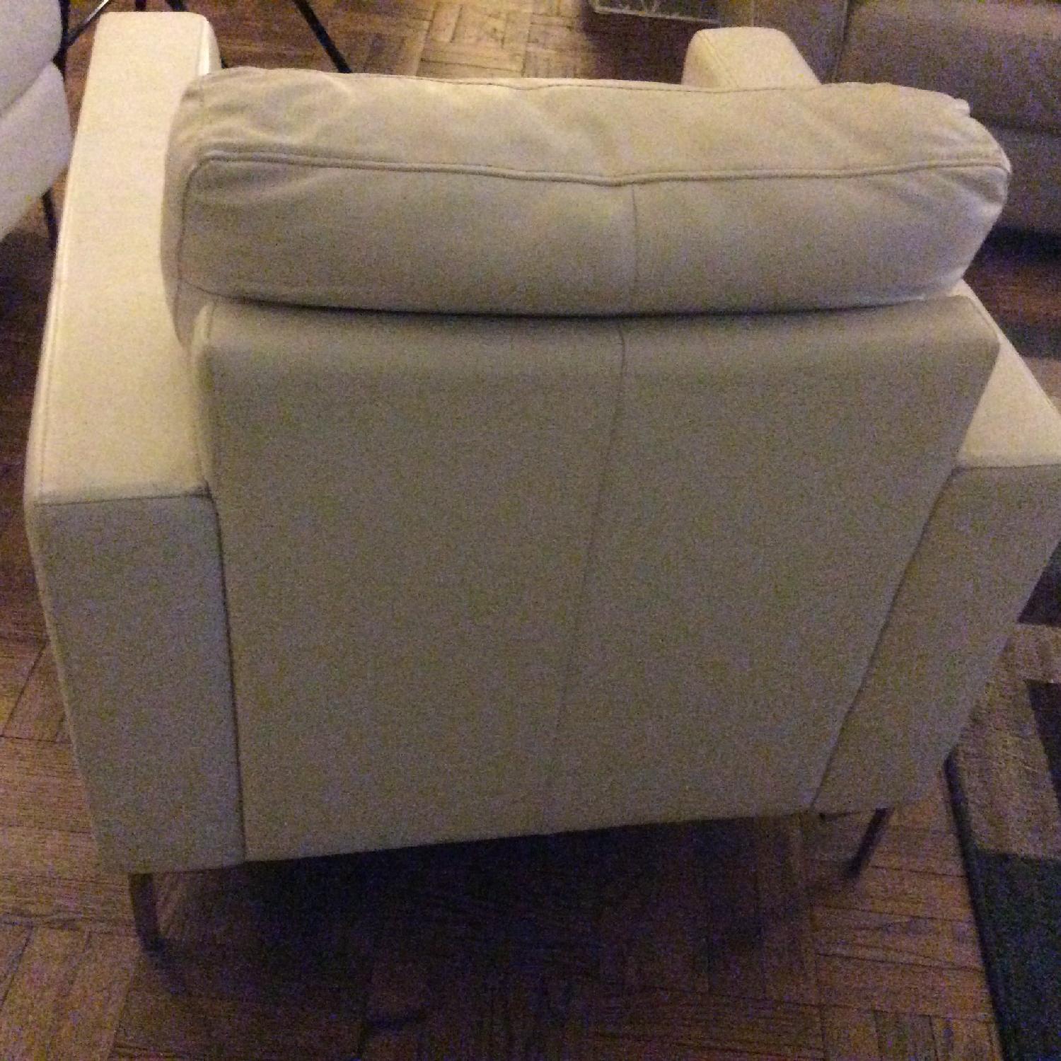 Natuzzi White Italian Leather Armchair & Ottoman - image-7