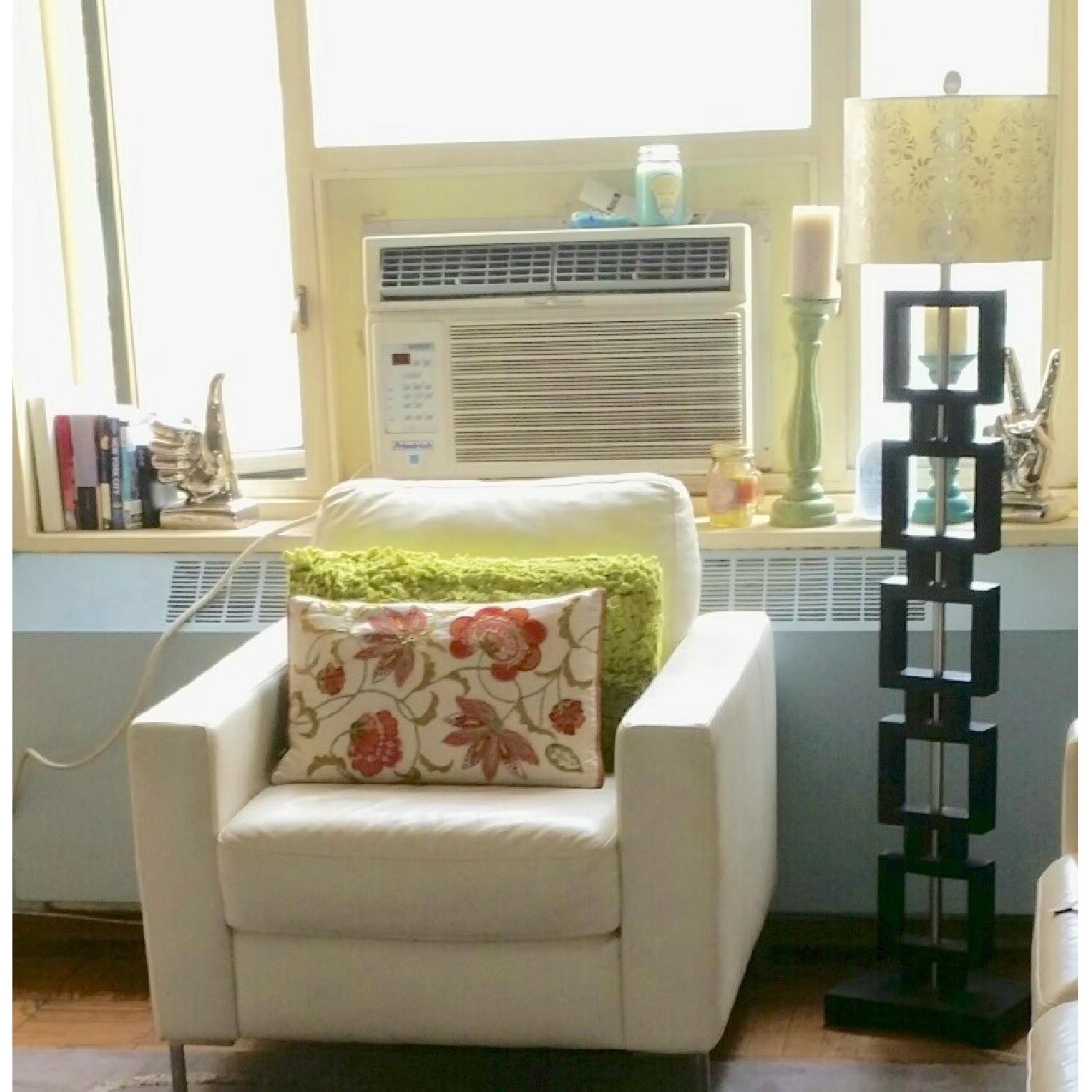 Natuzzi White Italian Leather Armchair & Ottoman - image-8