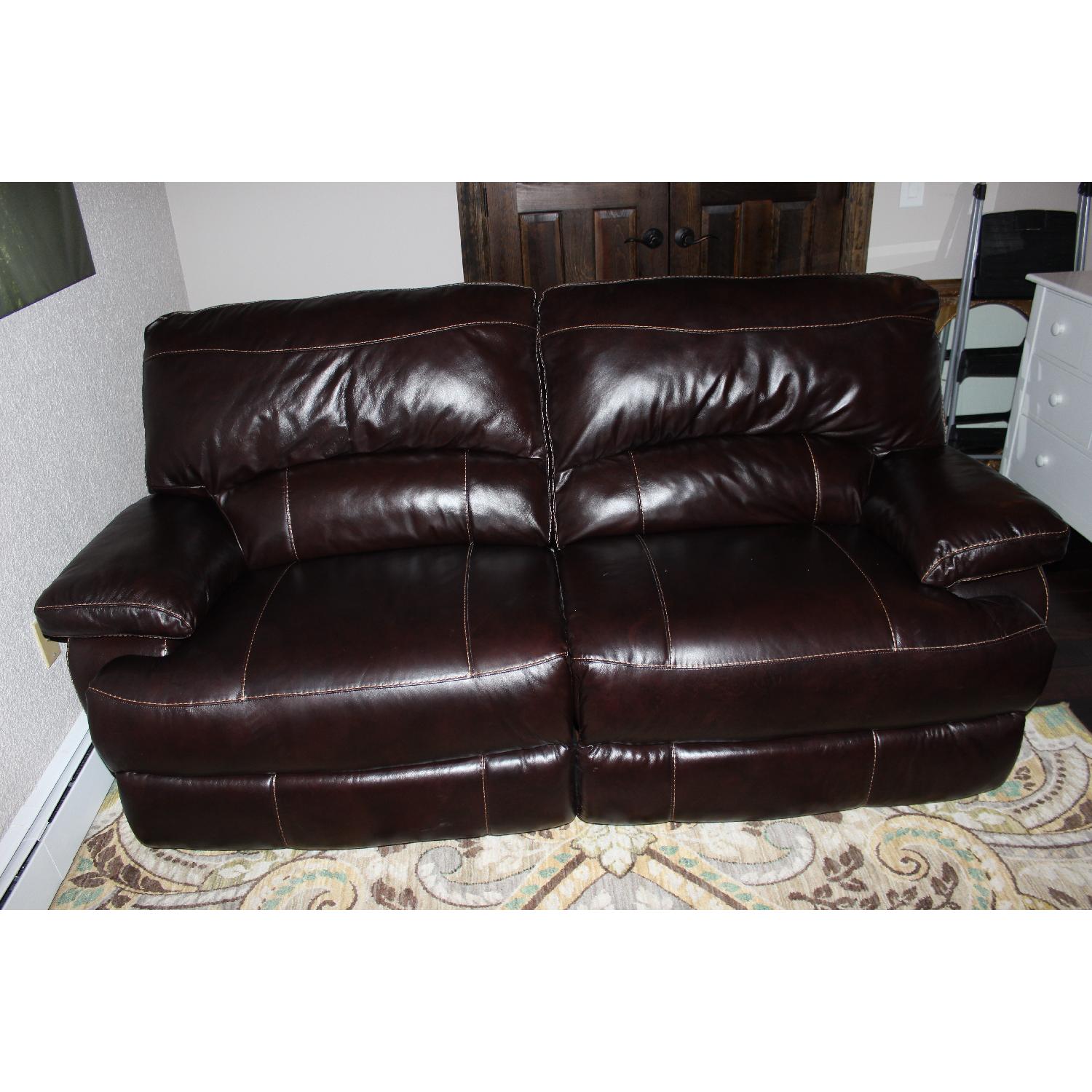 Bob's Leather Power Reclining Console Loveseat AptDeco