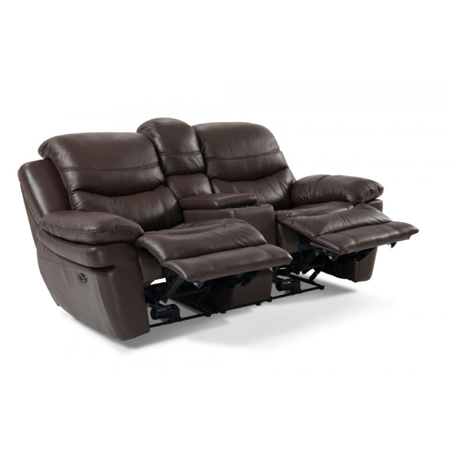 Bob's Leather Power Reclining Console Loveseat AptDeco