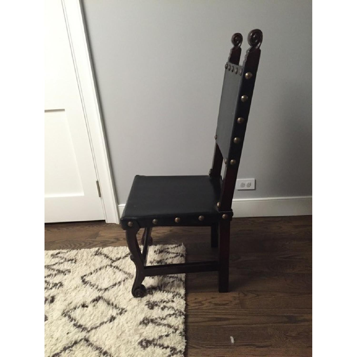 Tudor Style Leather Dining Chairs - Set of 4 - image-2