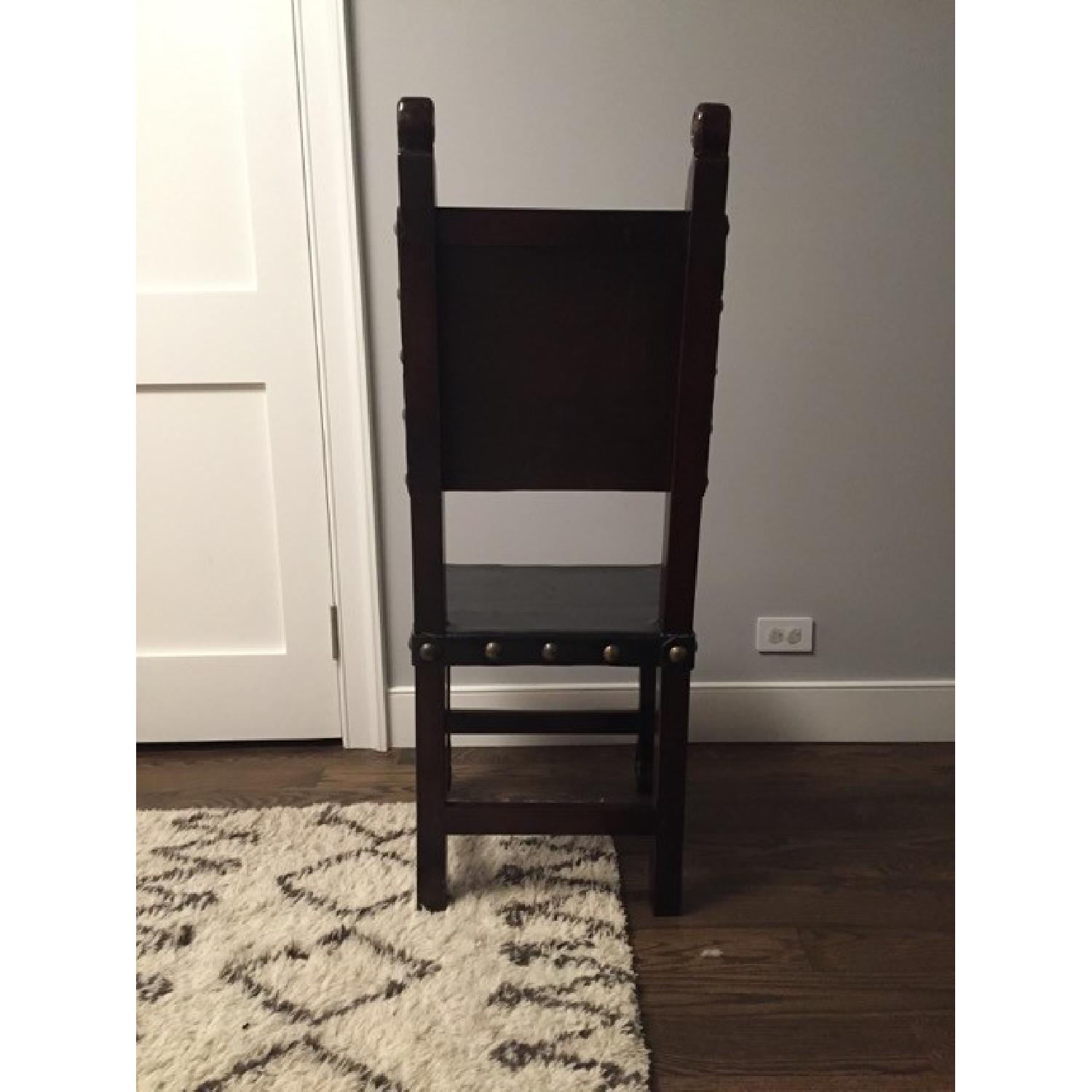 Tudor Style Leather Dining Chairs - Set of 4 - image-3