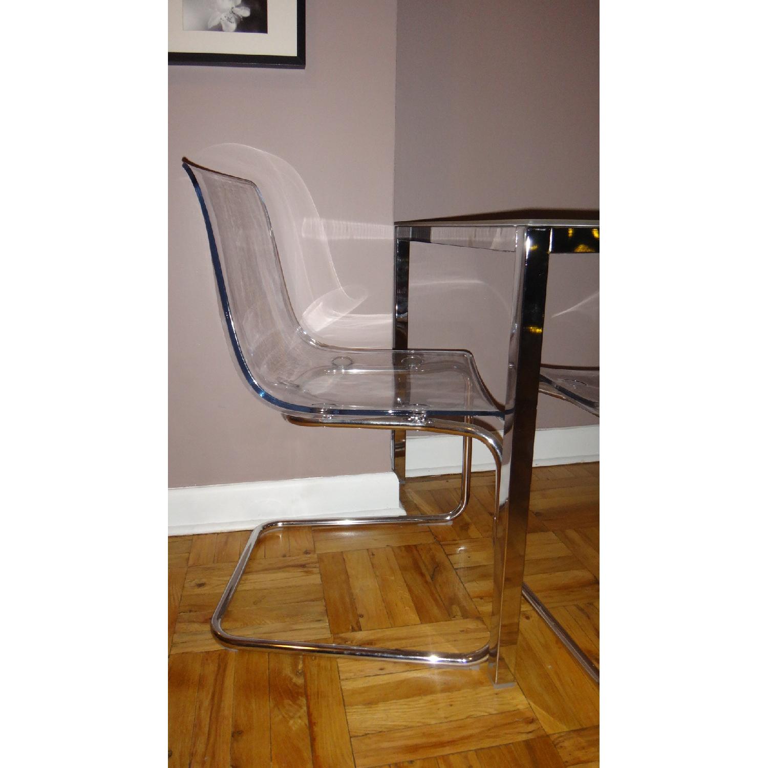 【引渡し済み】IKEA TORSBYデスク /TOBIAS 4脚 TORSBY / TOBIAS table and 4 chairs high-gloss/white chrome-plated