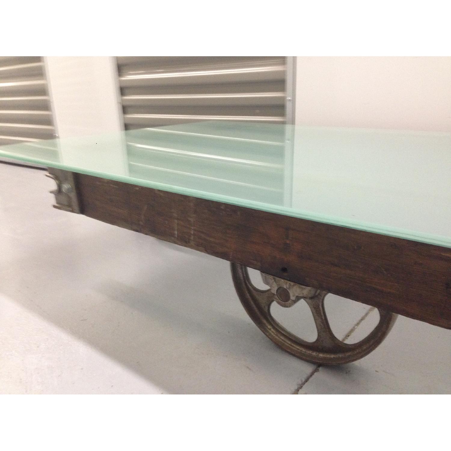 Vintage Railroad Industrial Cart Coffee Table - image-1