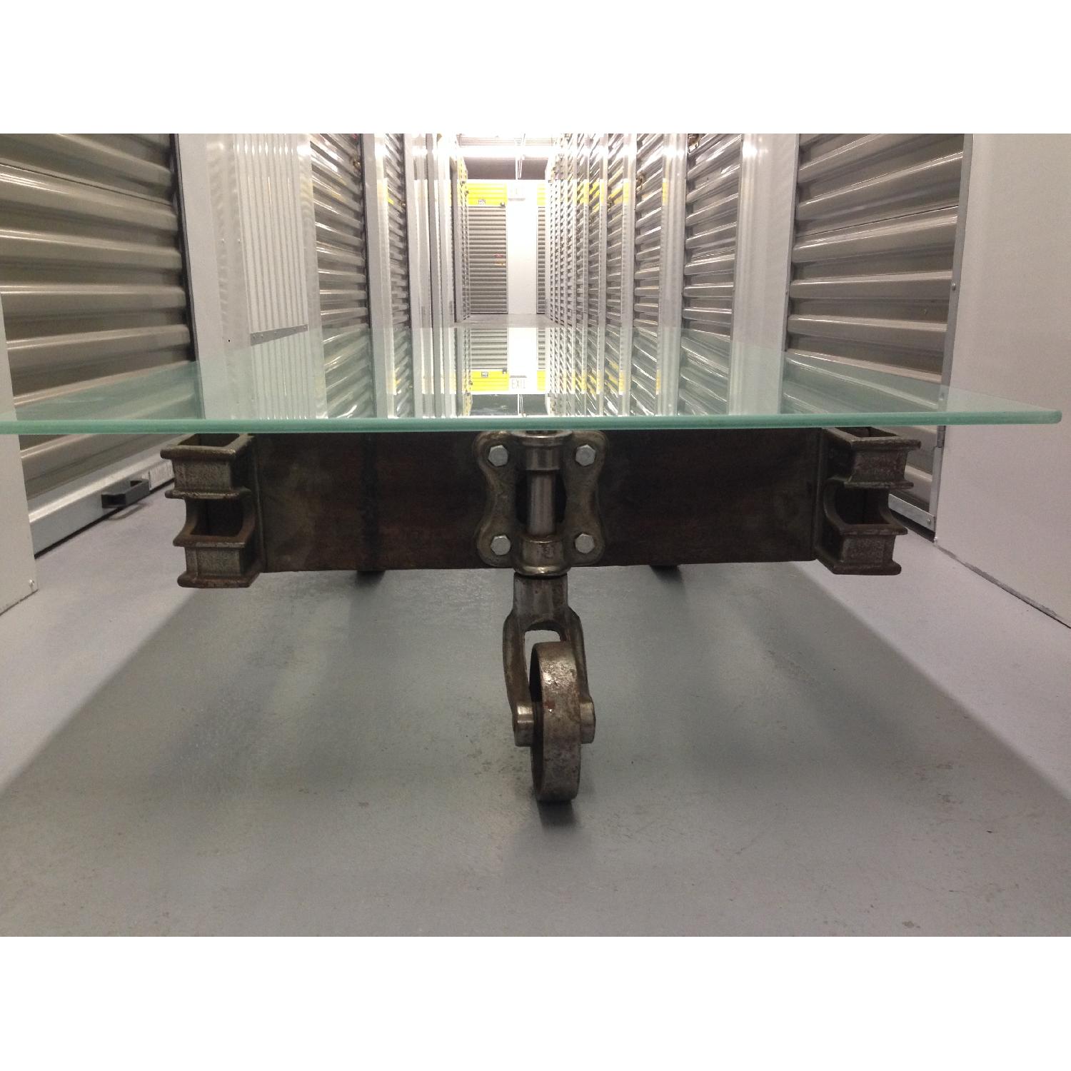 Vintage Railroad Industrial Cart Coffee Table - image-2