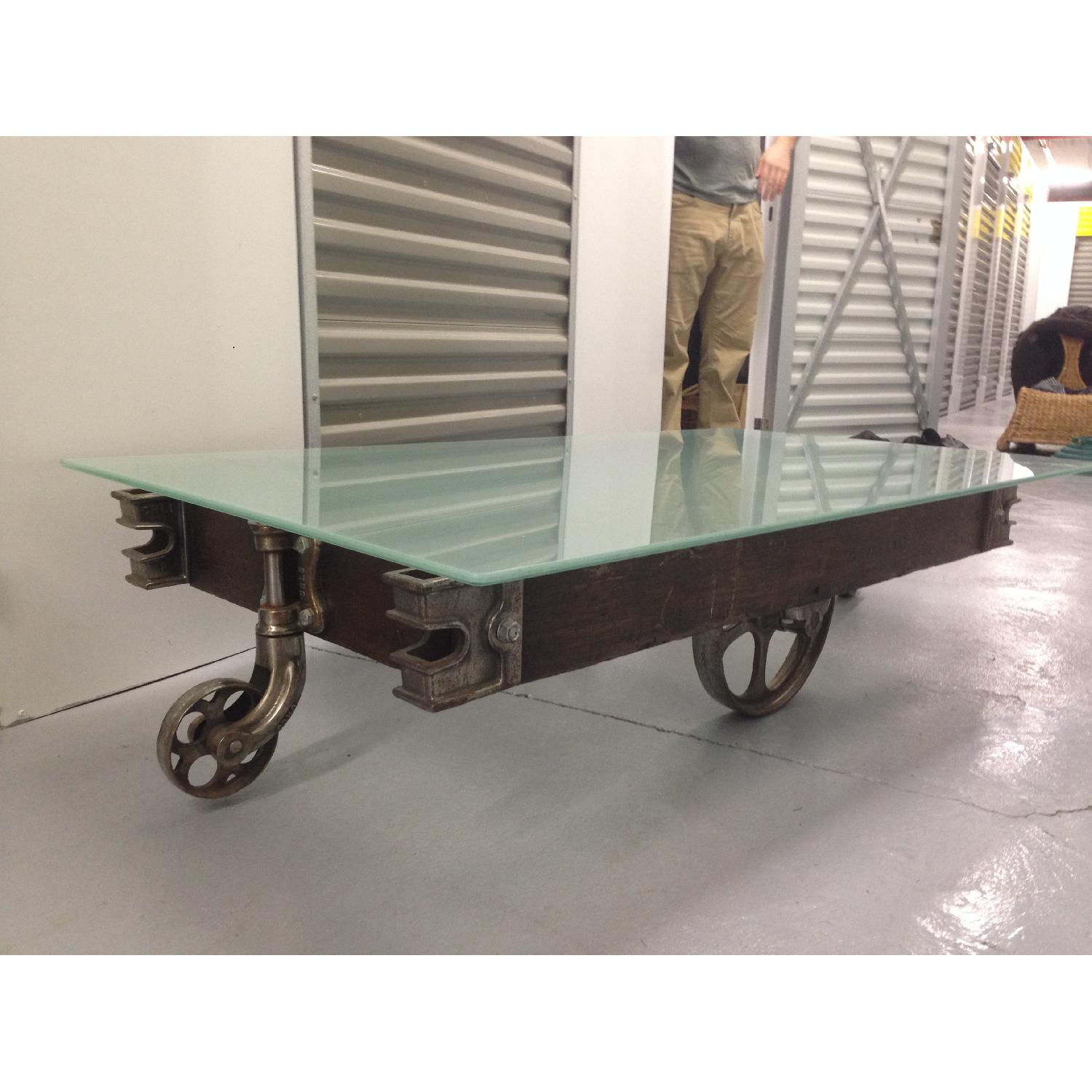 Vintage Railroad Industrial Cart Coffee Table - image-3