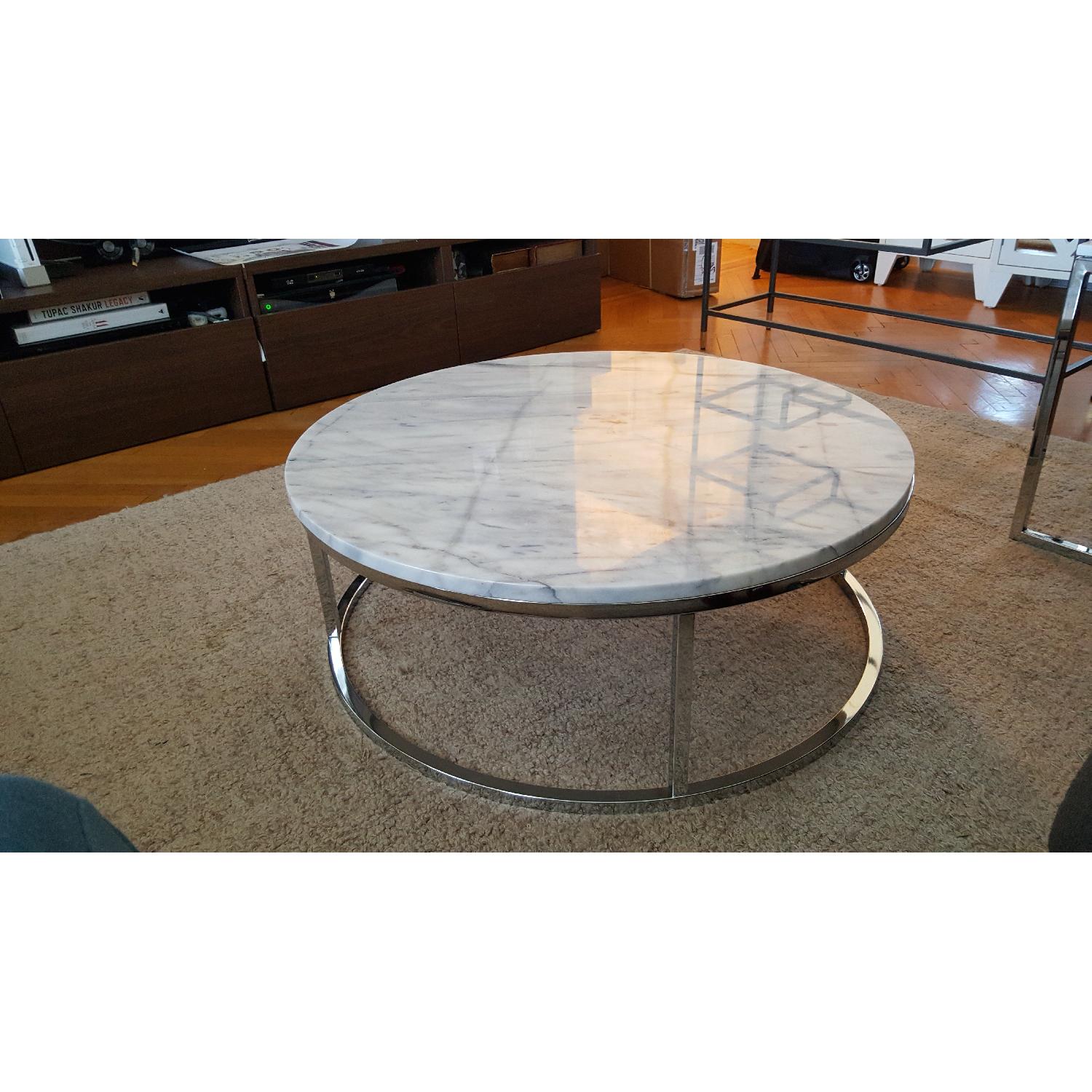 CB2 Round Marble Top Coffee Table - image-1