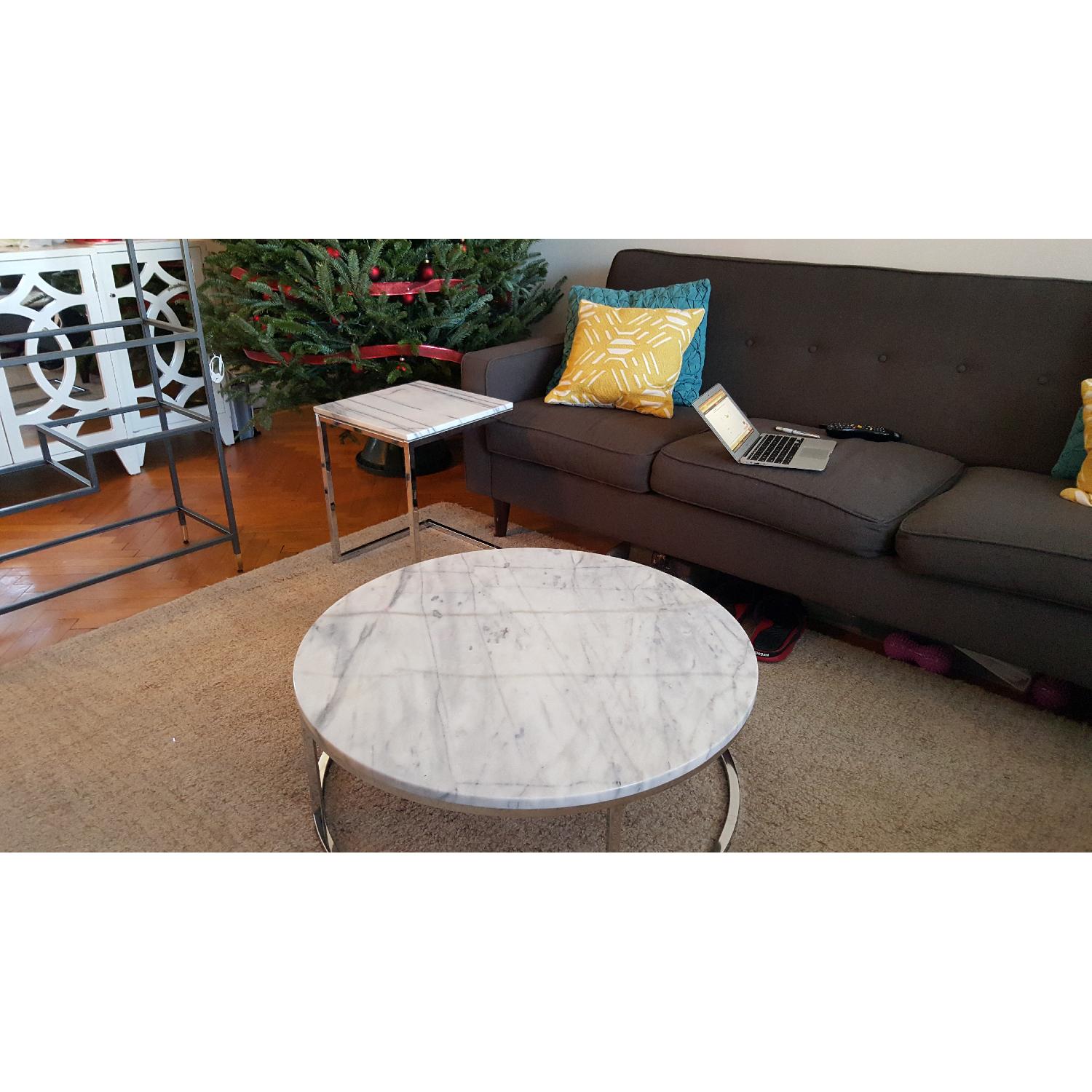 CB2 Round Marble Top Coffee Table - image-3