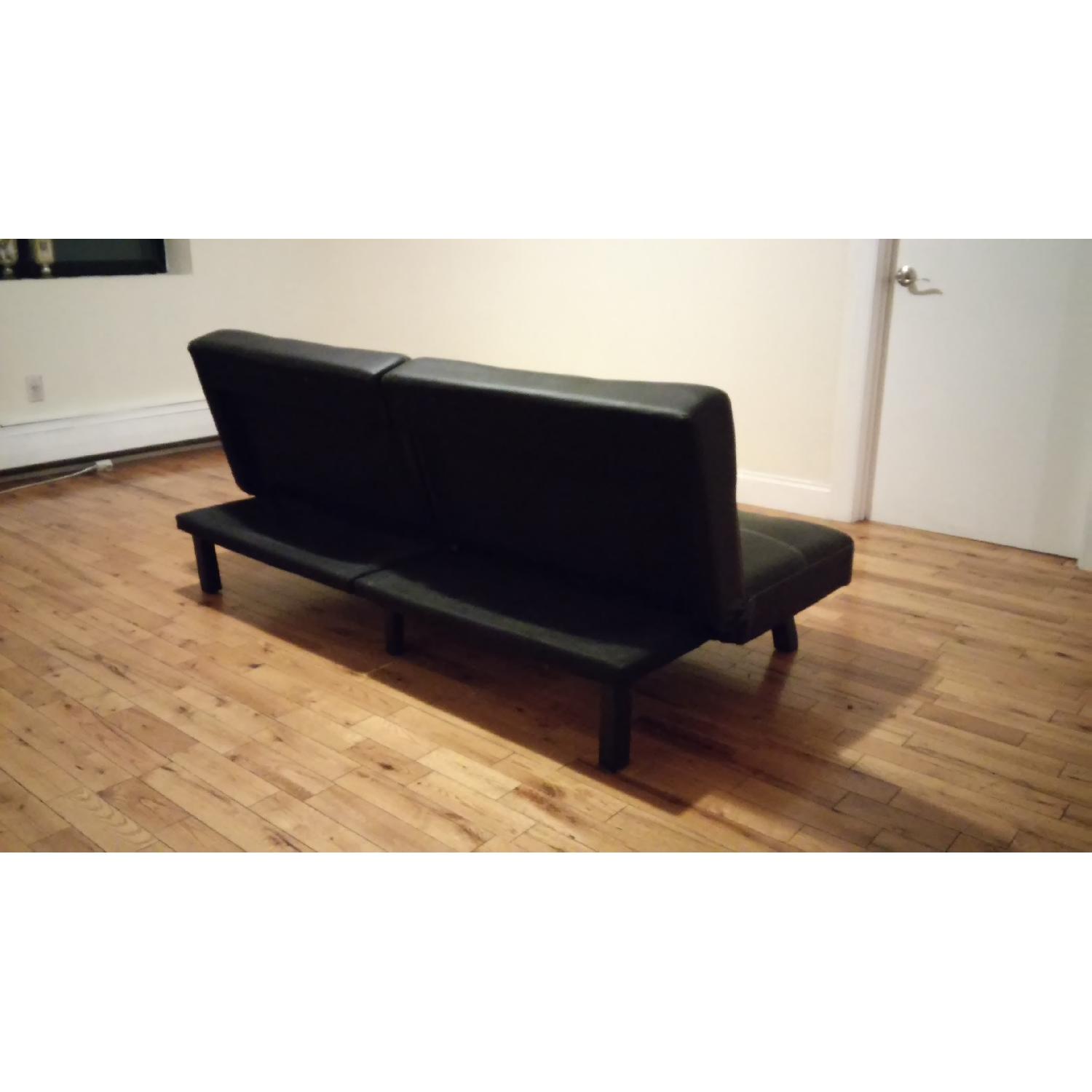 Delaney Faux Black Leather Futon Sofa Bed - image-2