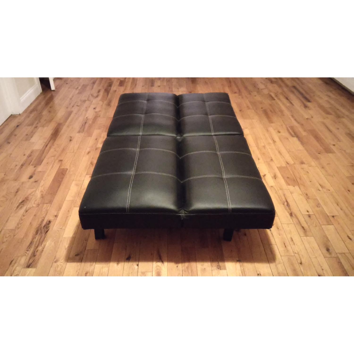 Delaney Faux Black Leather Futon Sofa Bed - image-5