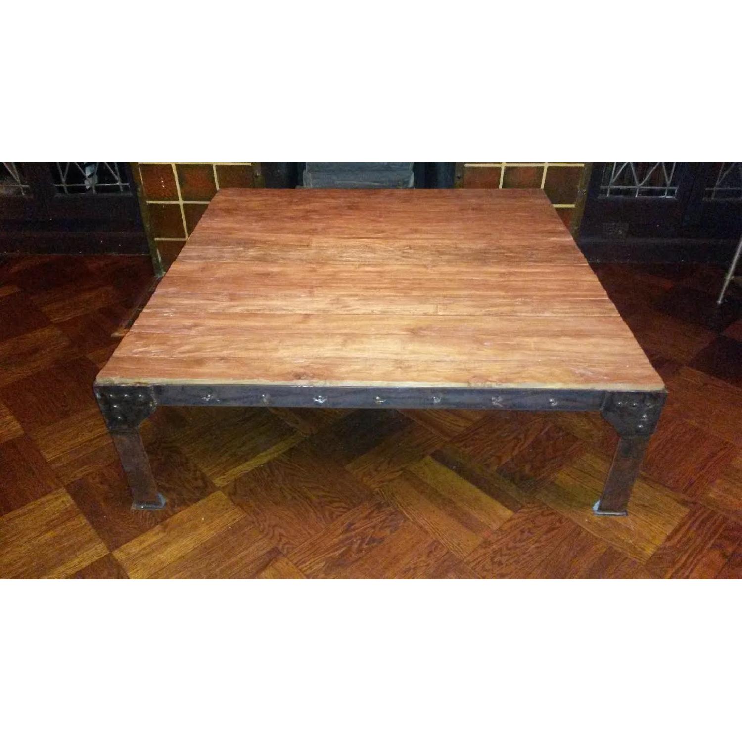 Vintage Wrought Iron Wood Coffee Table AptDeco