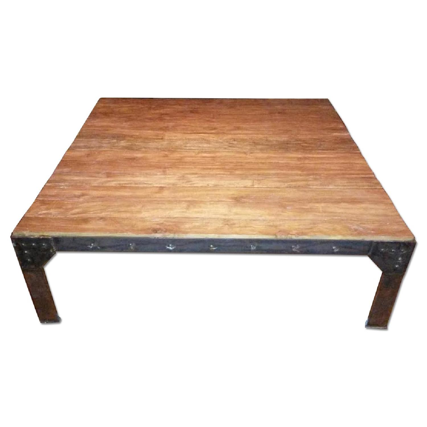 Vintage Wrought Iron Wood Coffee Table AptDeco