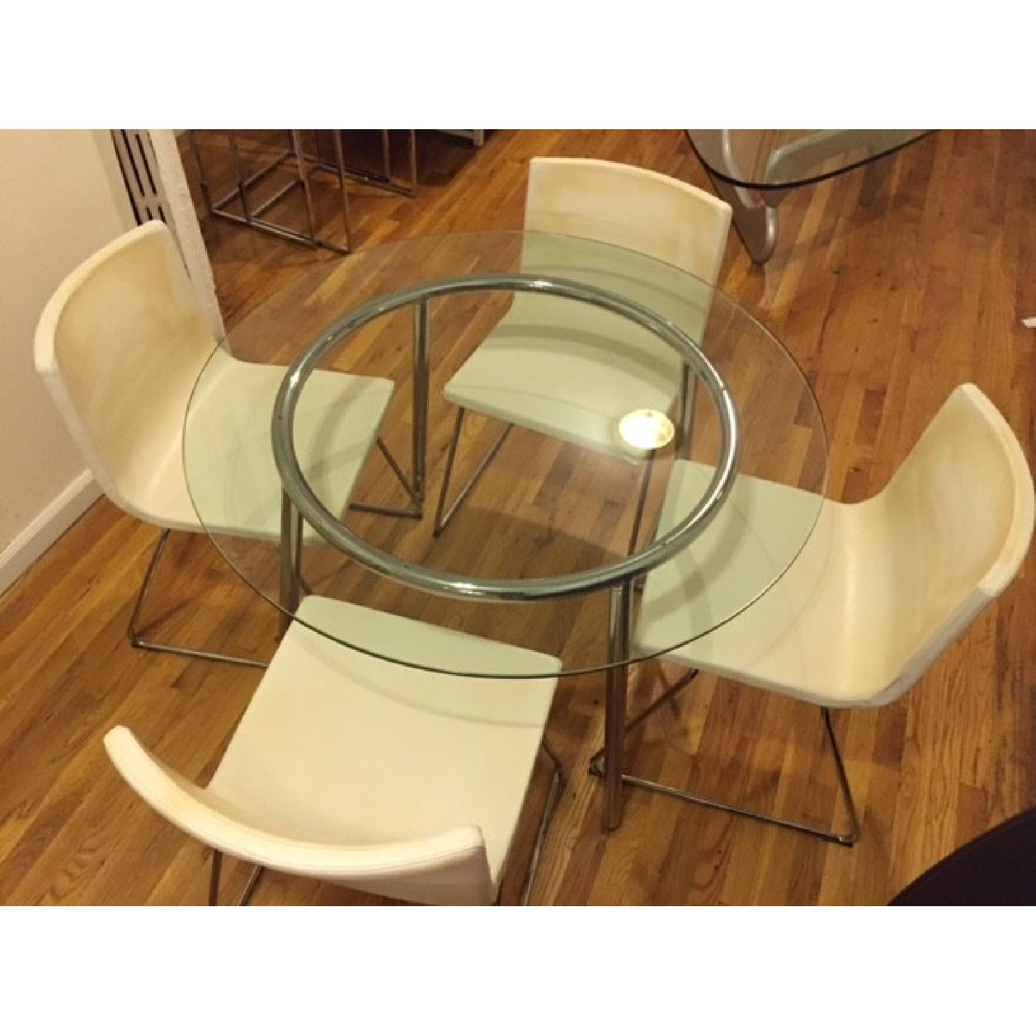 Ikea Round Glass Chrome Plated Table w/ 4 Chairs - image-1