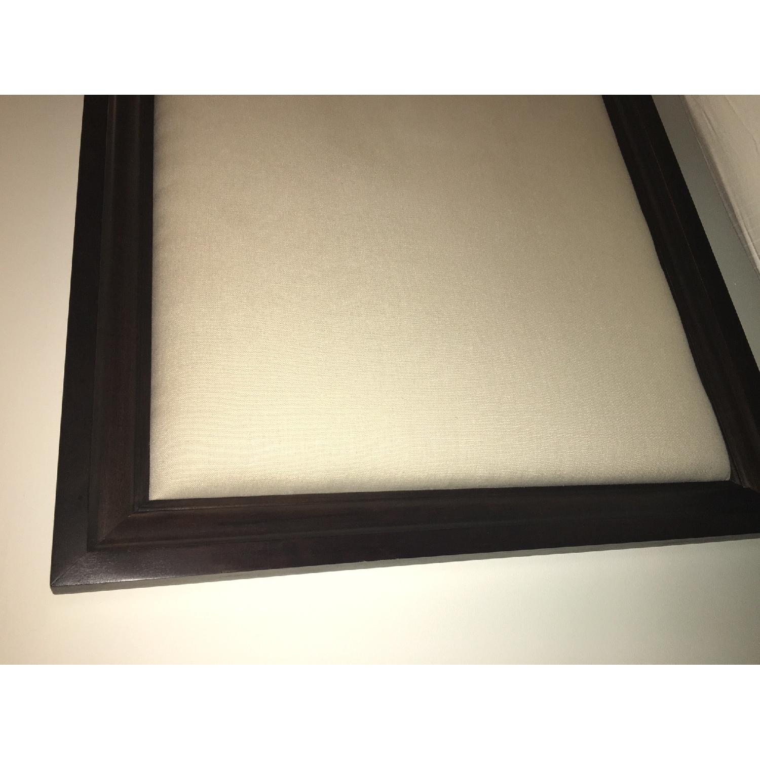 Ethan Allen Solid Wood Bed Frame with Beige Headboard - image-3