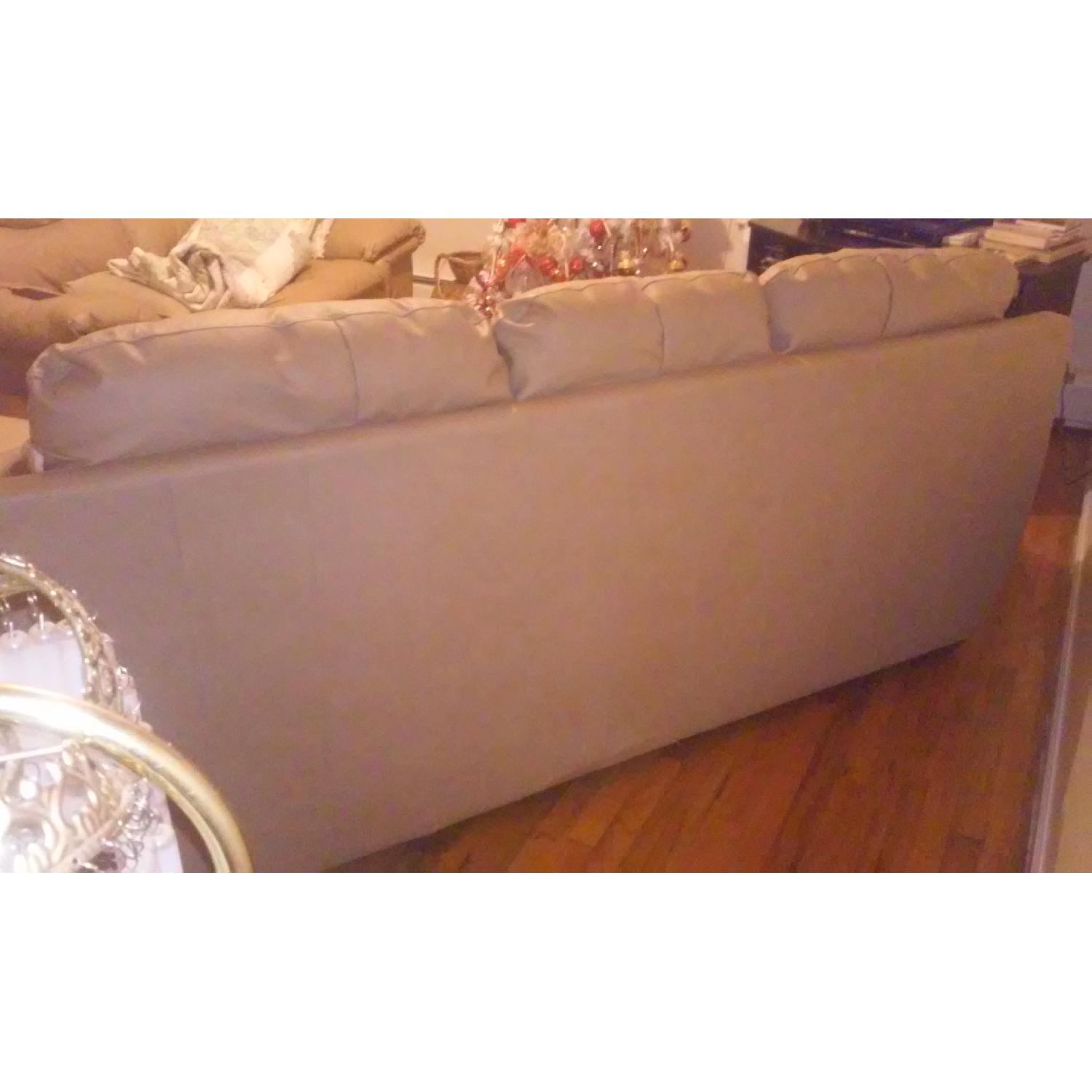 JC Penney Taupe Leather Sofa - image-1