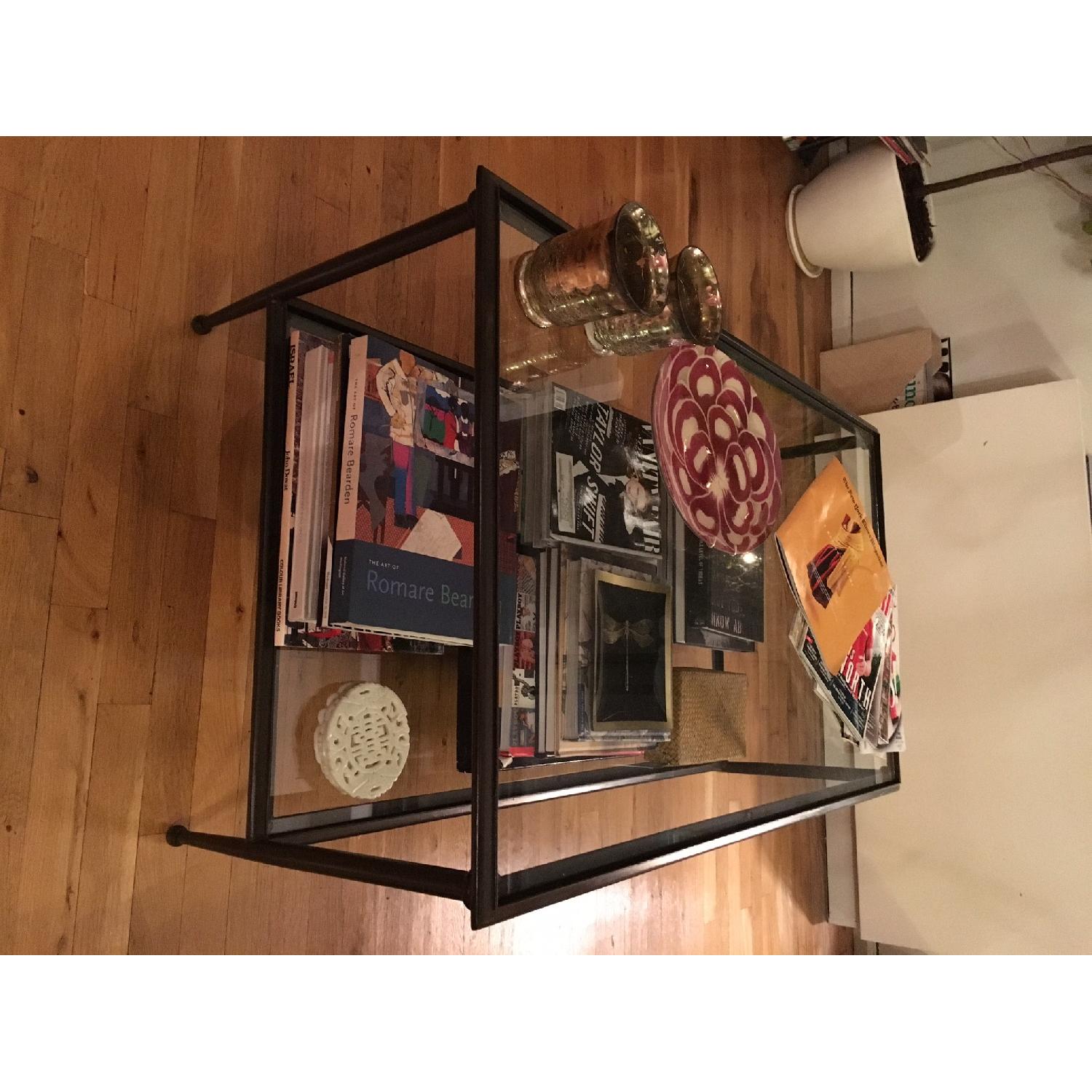 Crate & Barrel Pia Iron and Glass Two-Tiered Coffee Table - image-3