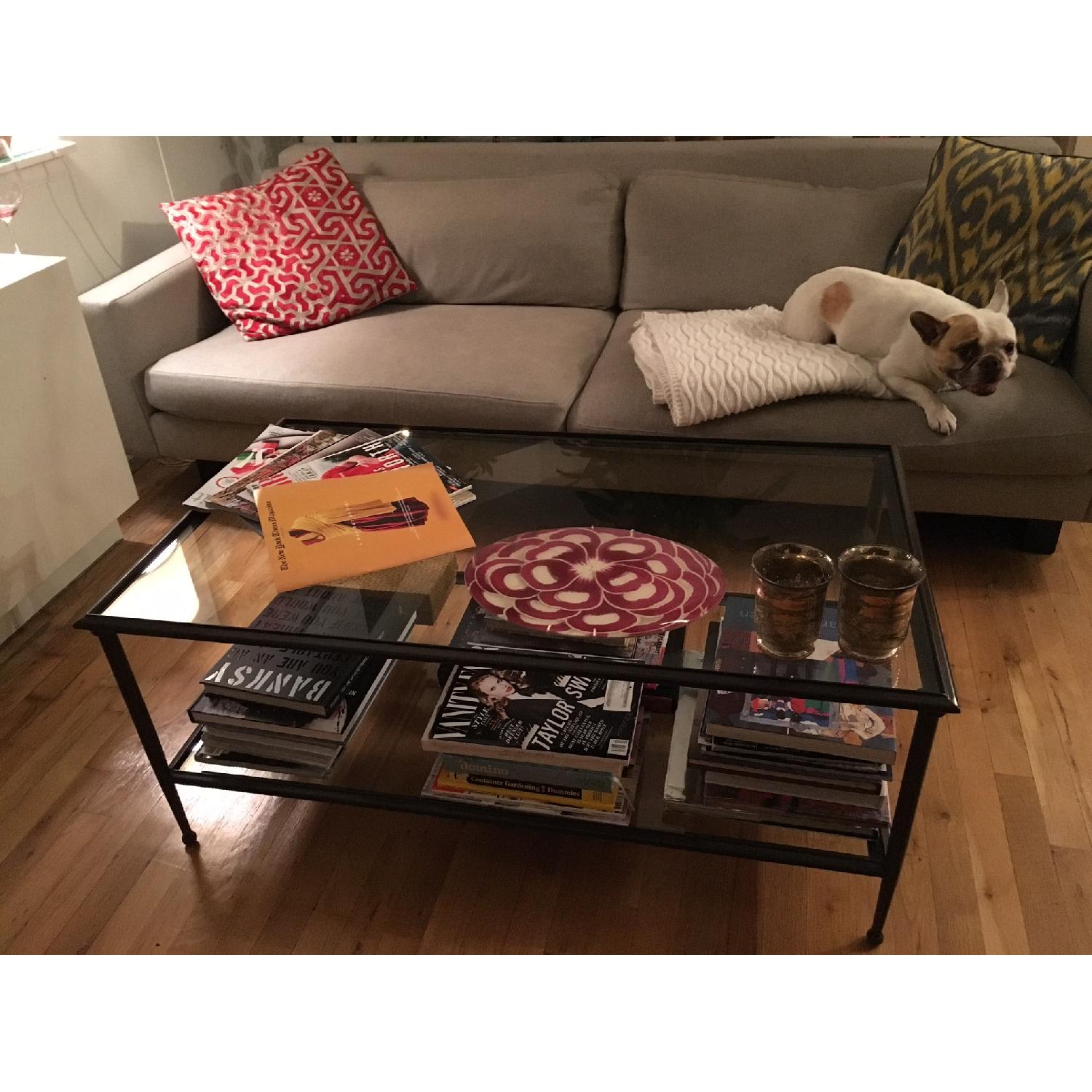 Crate & Barrel Pia Iron and Glass Two-Tiered Coffee Table - image-4