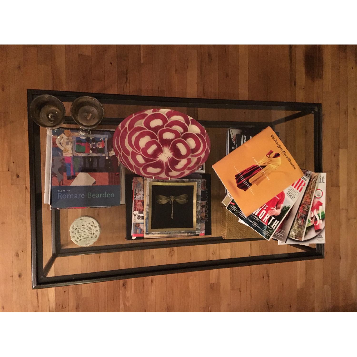 Crate & Barrel Pia Iron and Glass Two-Tiered Coffee Table - image-6