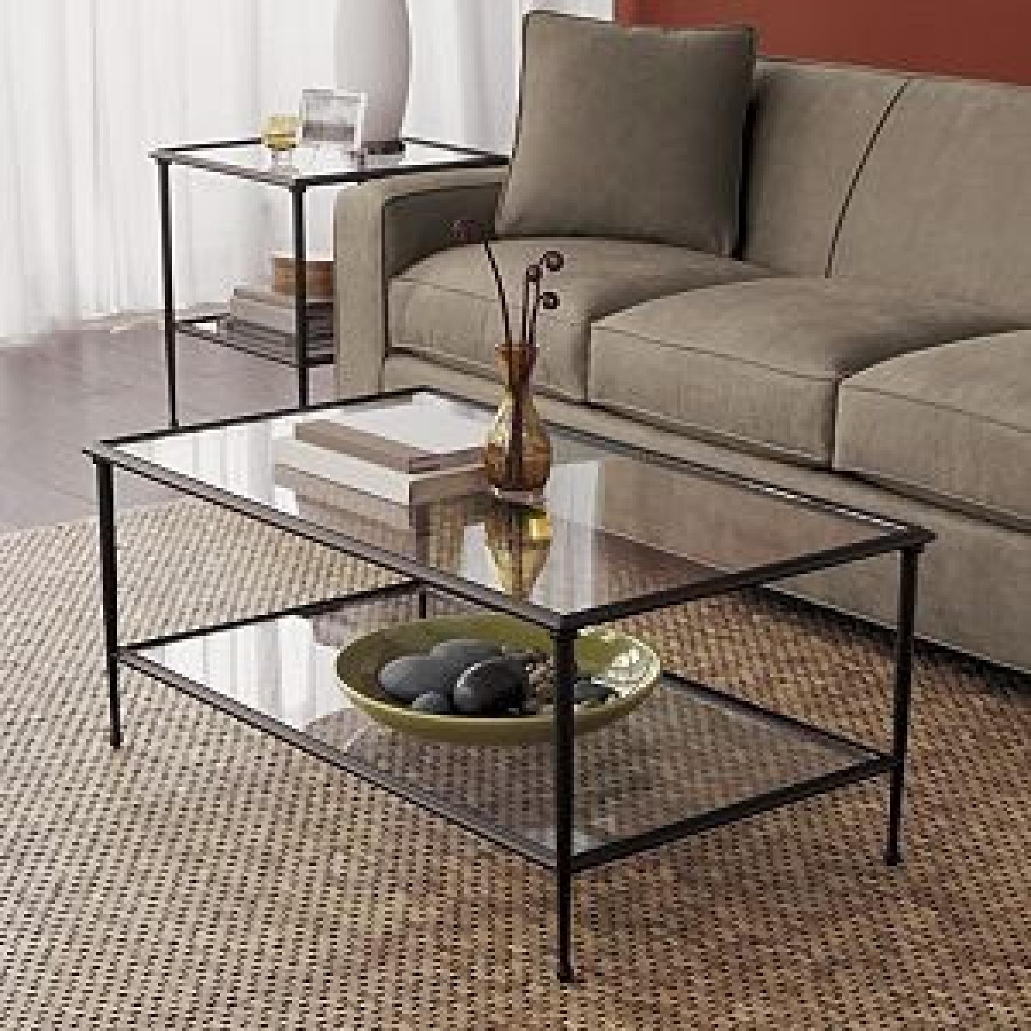 Crate & Barrel Pia Iron and Glass Two-Tiered Coffee Table - image-7