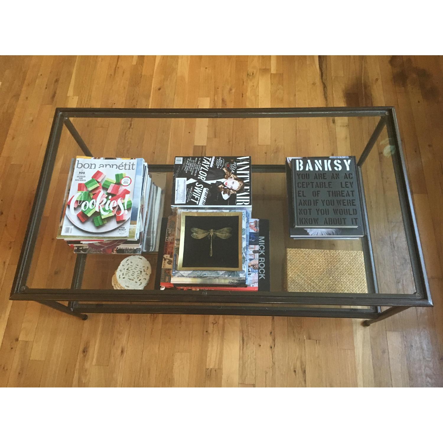 Crate & Barrel Pia Iron and Glass Two-Tiered Coffee Table - image-8