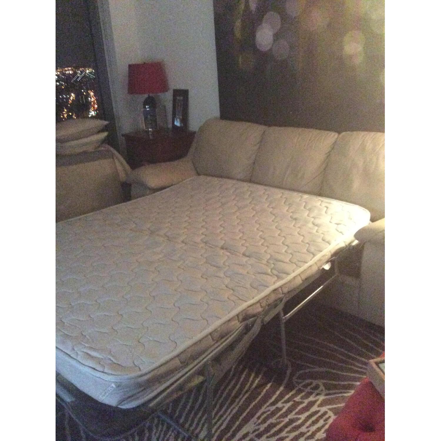 Macy's Natuzzi Italsofa Beige Leather Sleeper Sofa - image-6