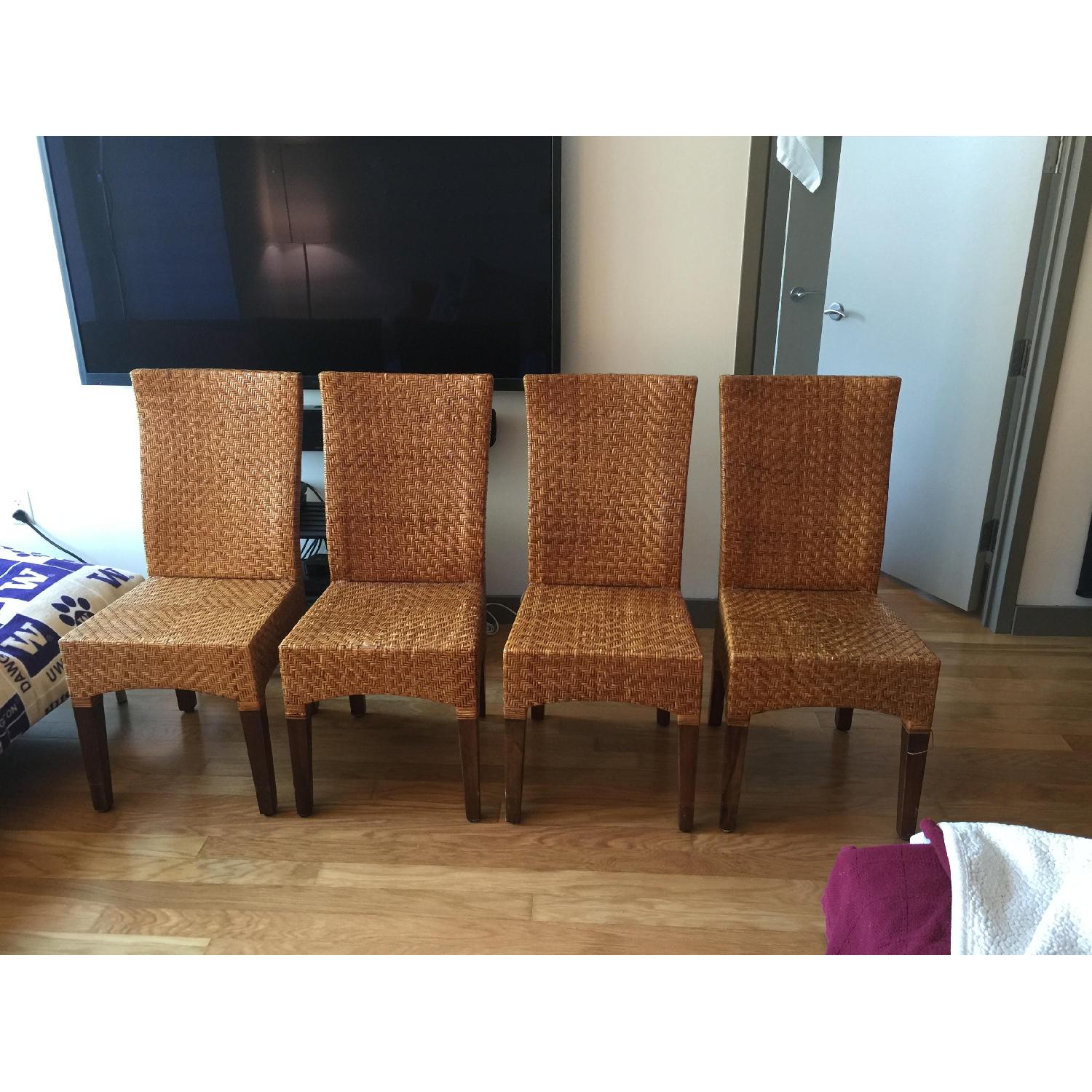 Solid Brown Wicker Chairs - Set of 4 - image-1