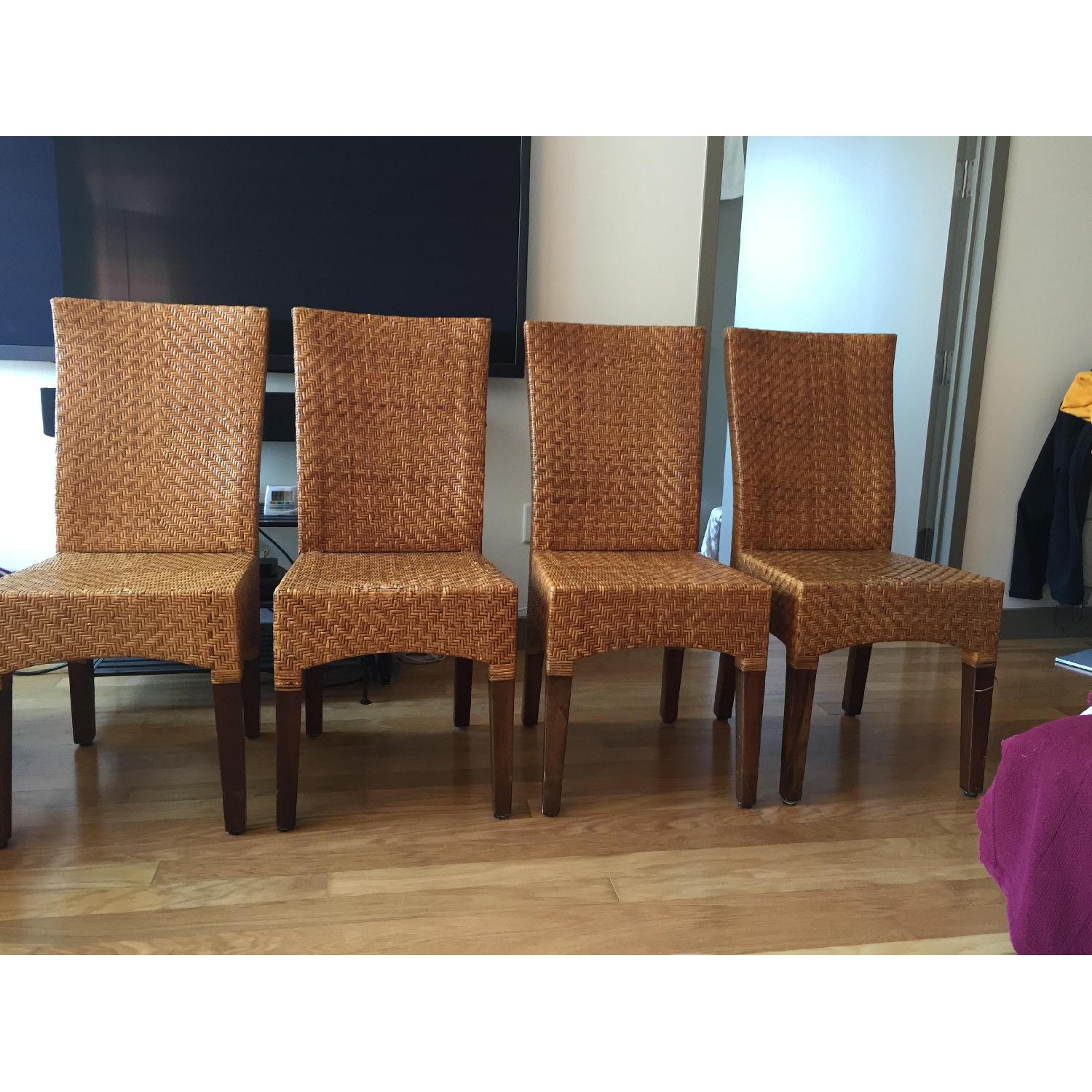 Solid Brown Wicker Chairs - Set of 4 - image-3