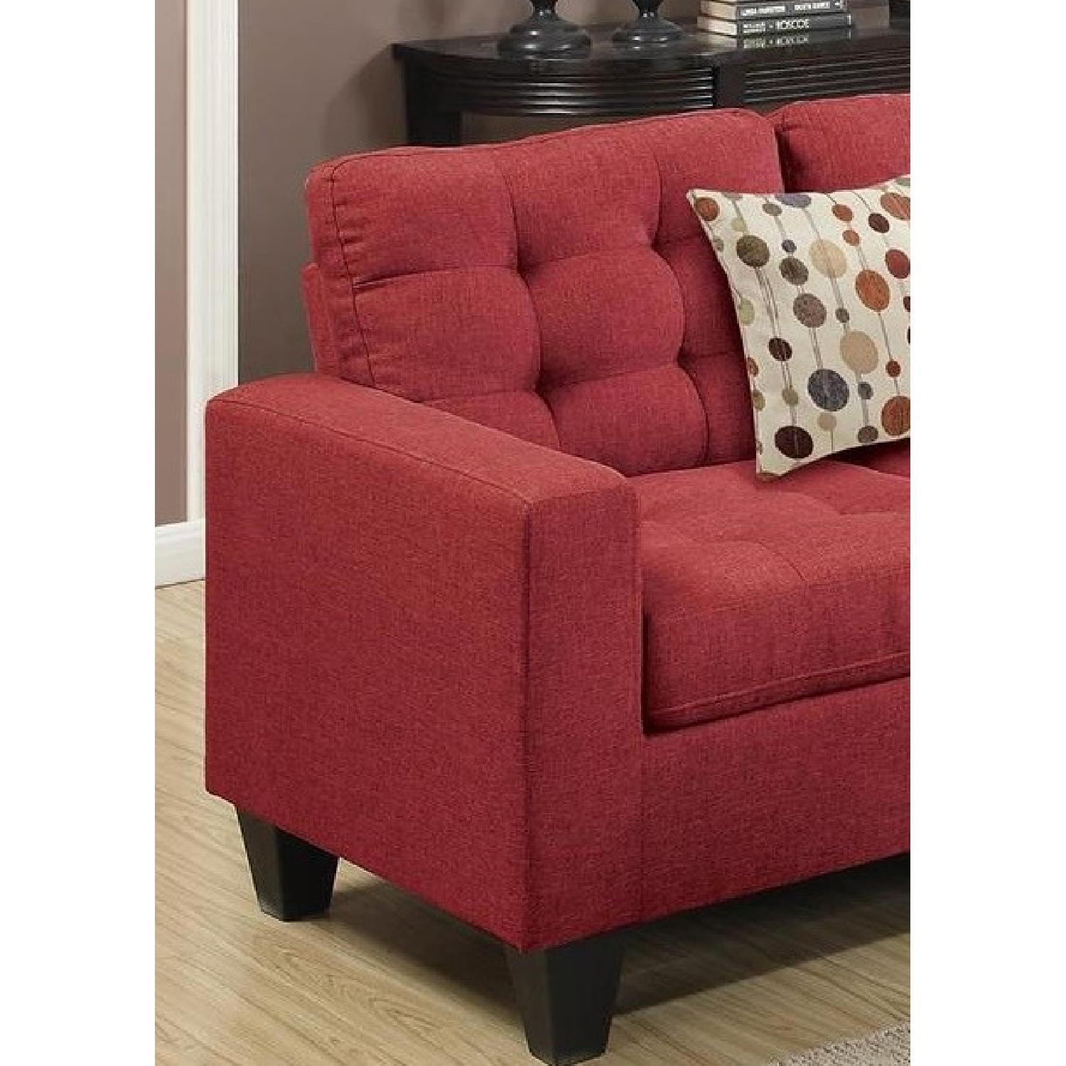 Red Fabric 4 Piece Sectional Sofa & Ottoman - image-3