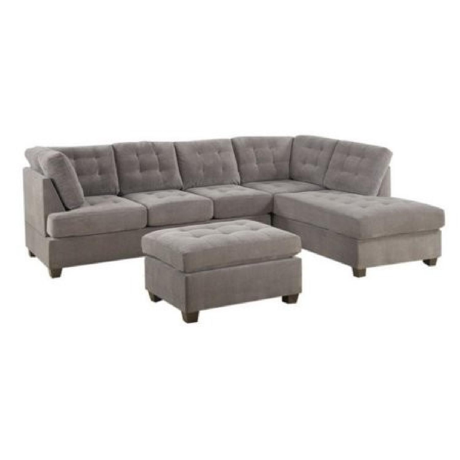 Charcoal Waffle Suede 3-Piece Sectional Sofa - image-2