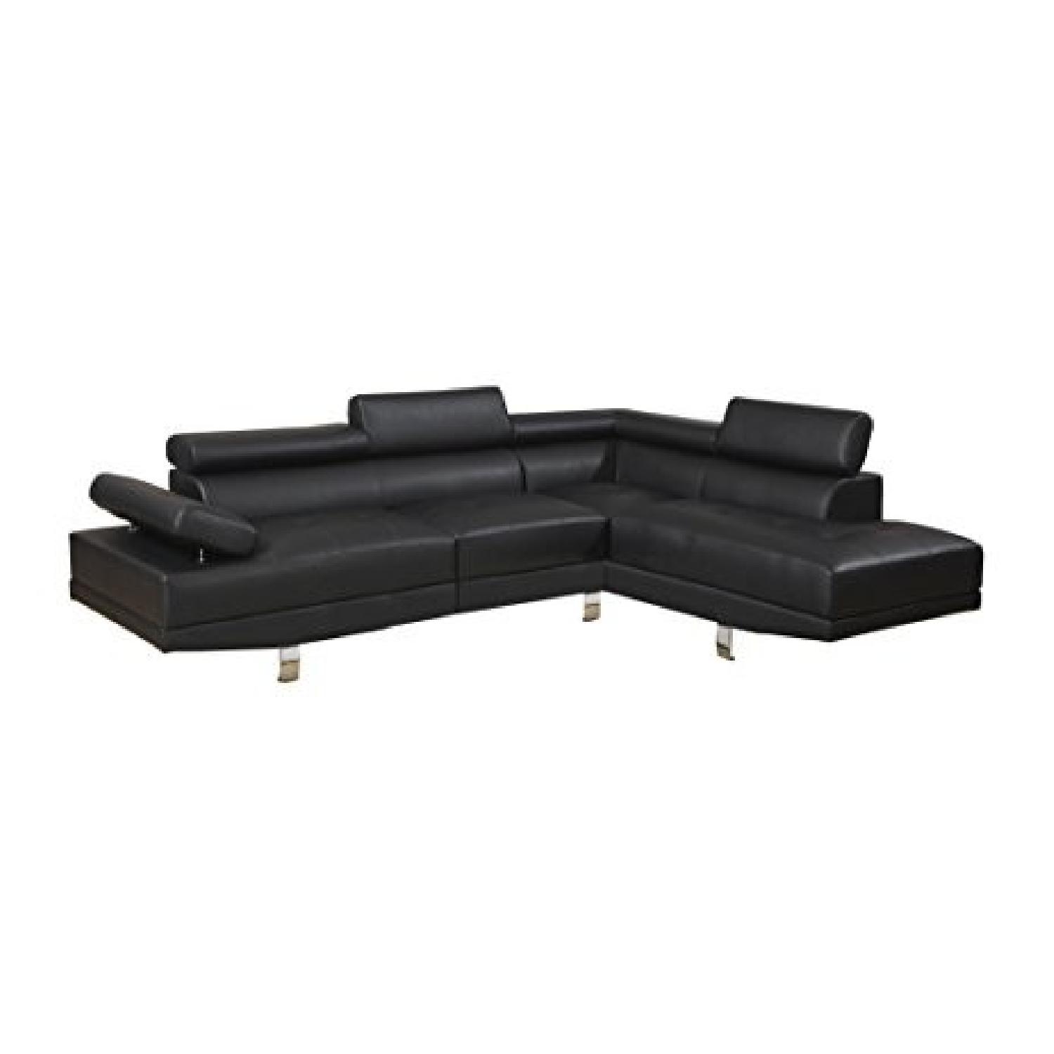 Modern Black Faux Leather 2-Piece Sectional Sofa - image-0