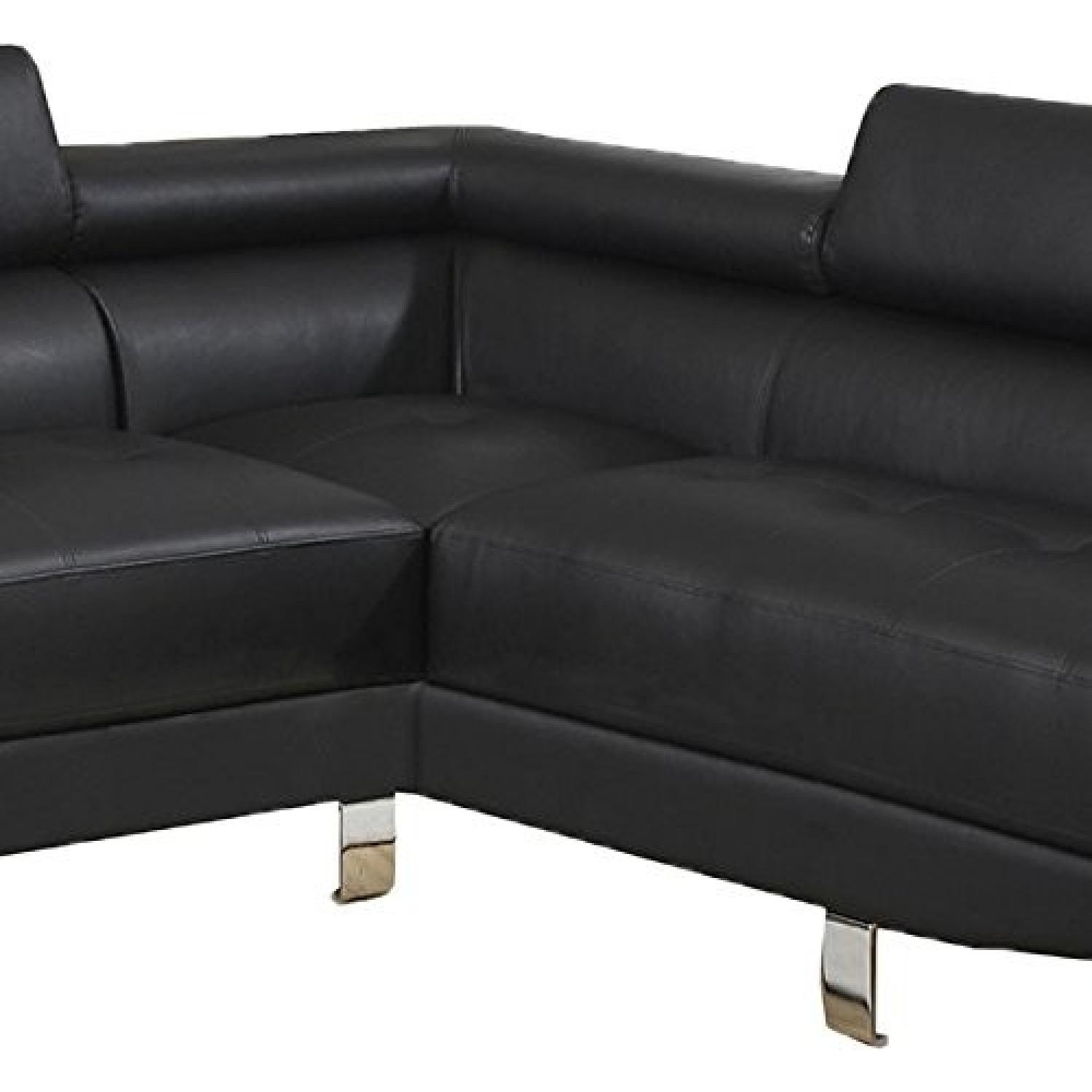 Modern Black Faux Leather 2-Piece Sectional Sofa - image-1
