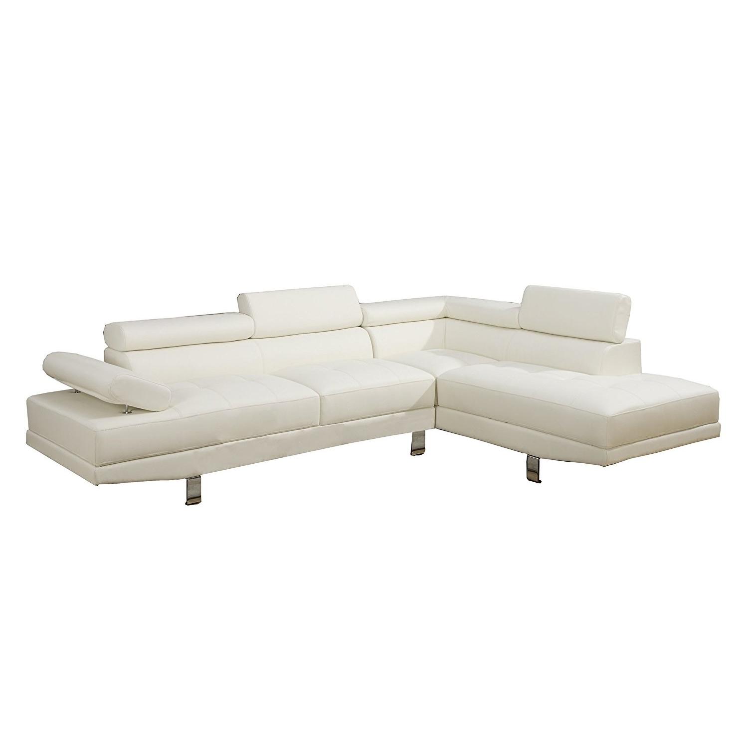 Modern White Faux Leather 2-Piece Sectional Sofa - image-1