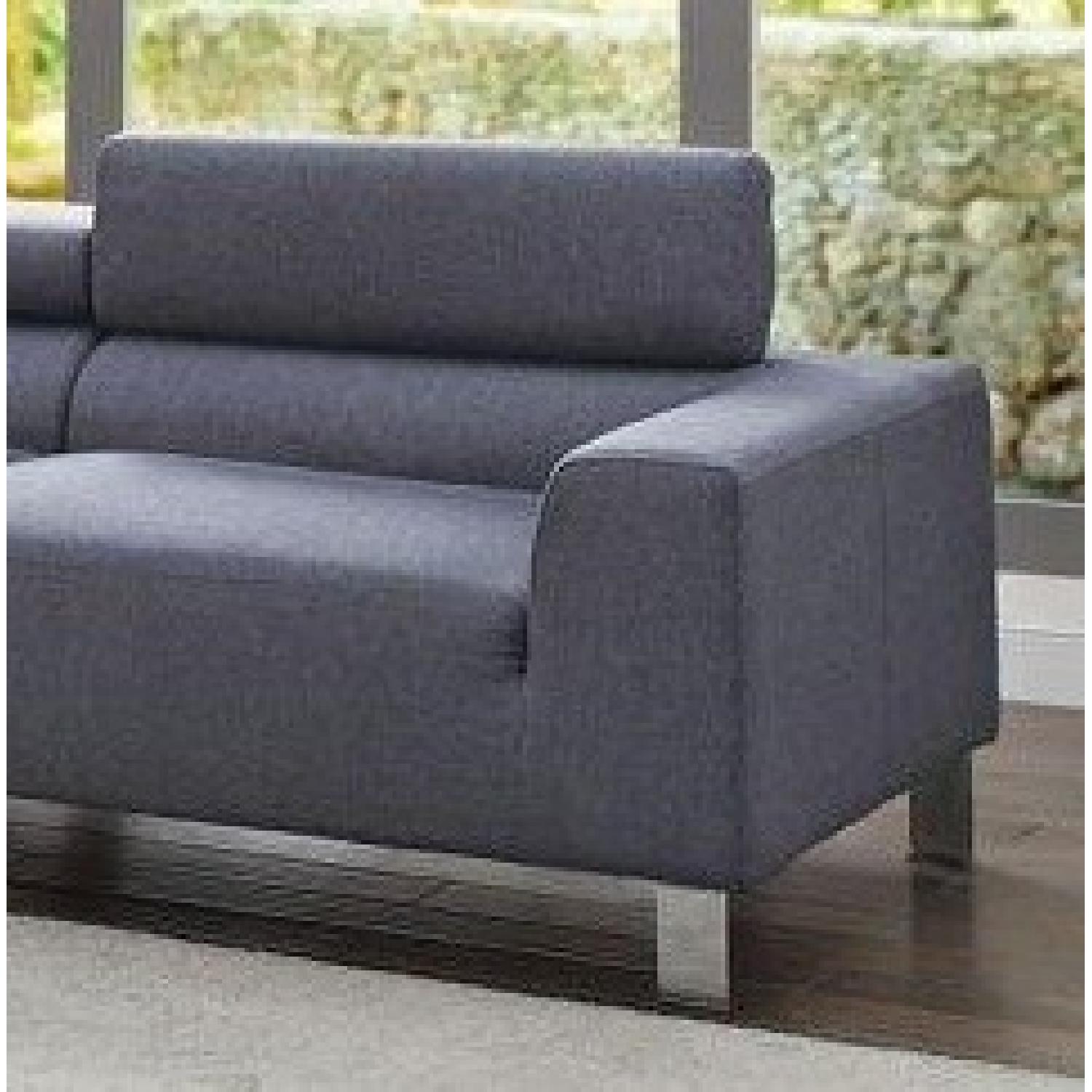 Modern Low-Profile Sectional Sofa in Blue Grey Polyfiber - image-3