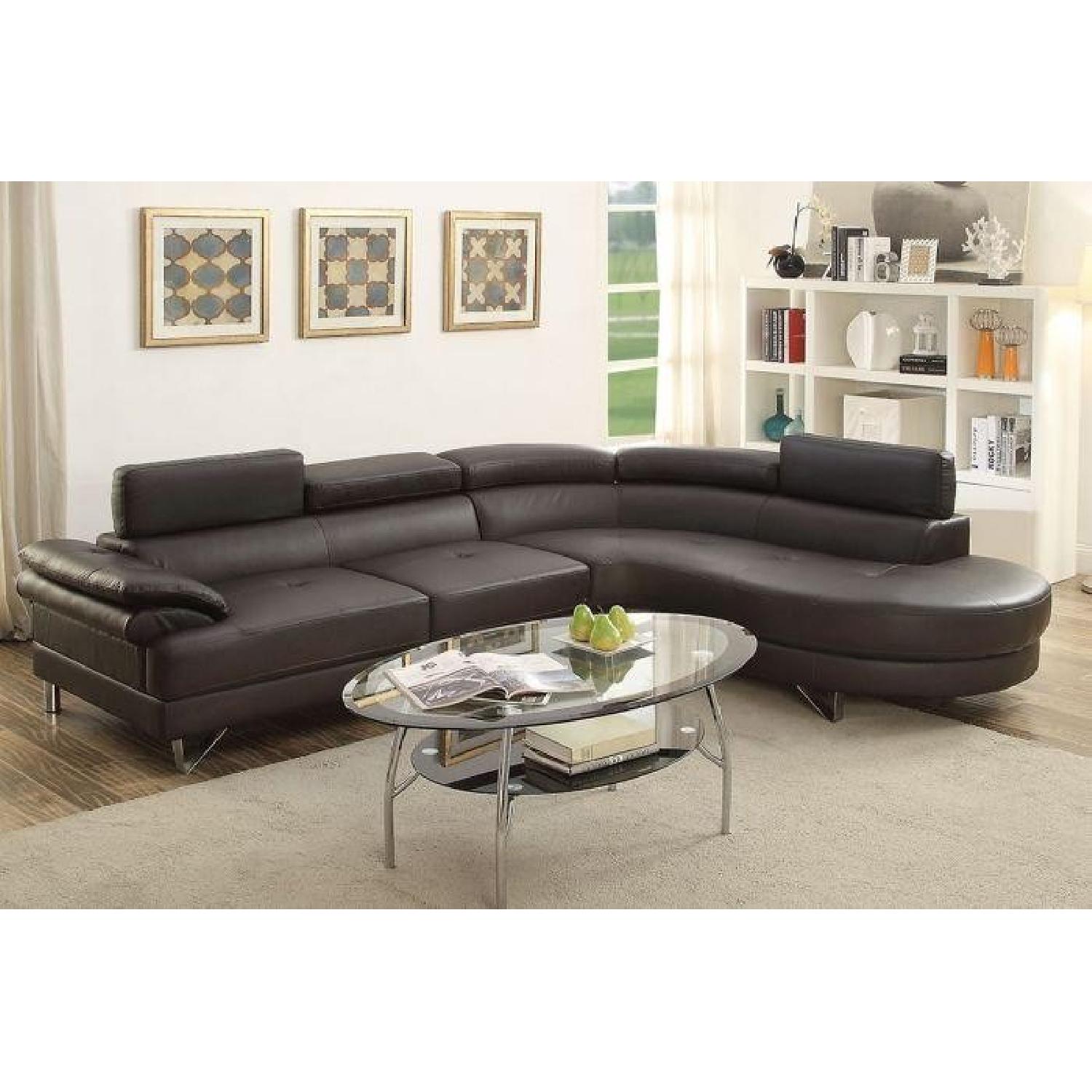 Modern Espresso Faux Leather 2 Piece Sectional Sofa - image-2