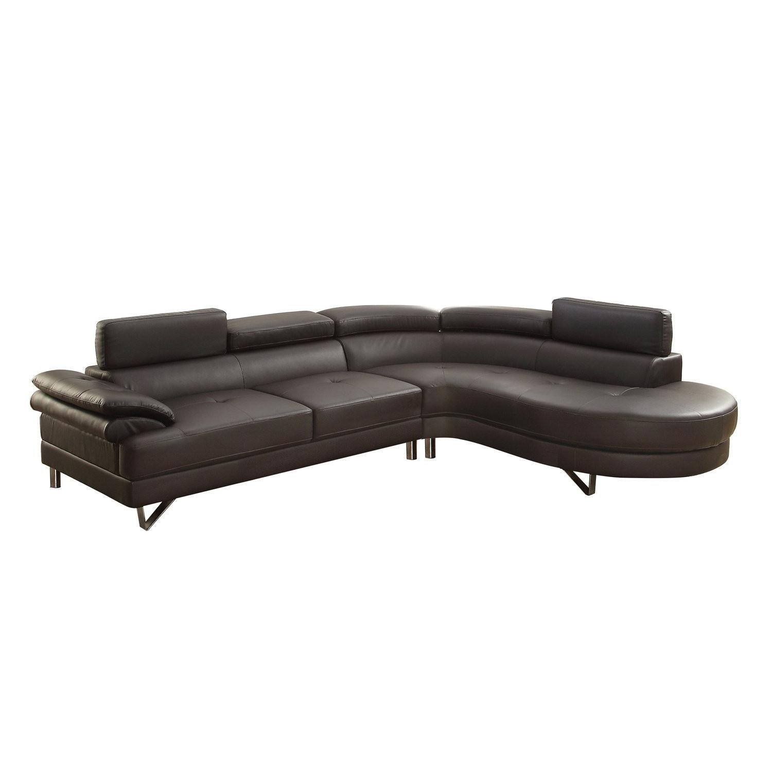 Modern Espresso Faux Leather 2 Piece Sectional Sofa - image-0