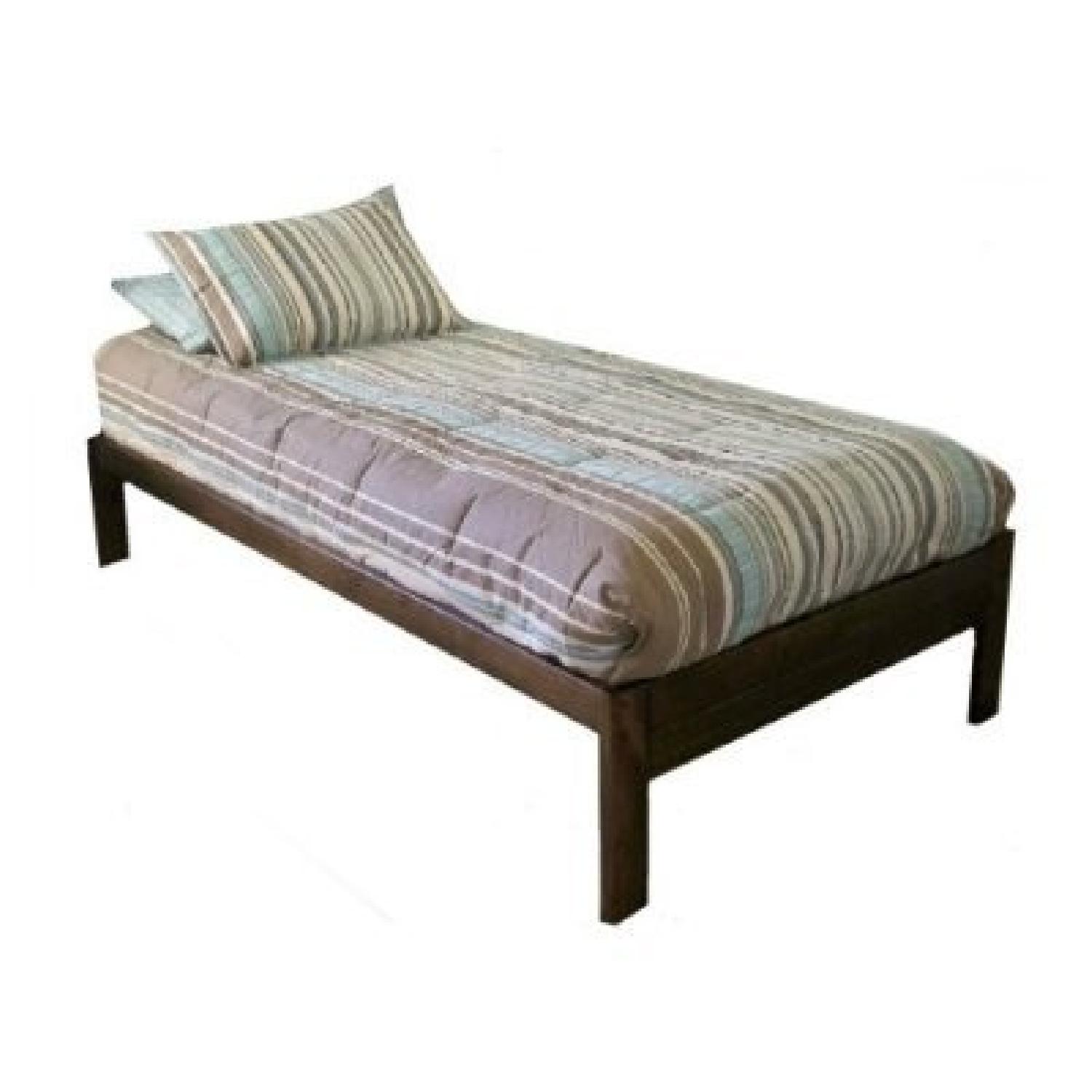 Twin Extra Long Wood Bed Frame in Rustic Walnut - image-0