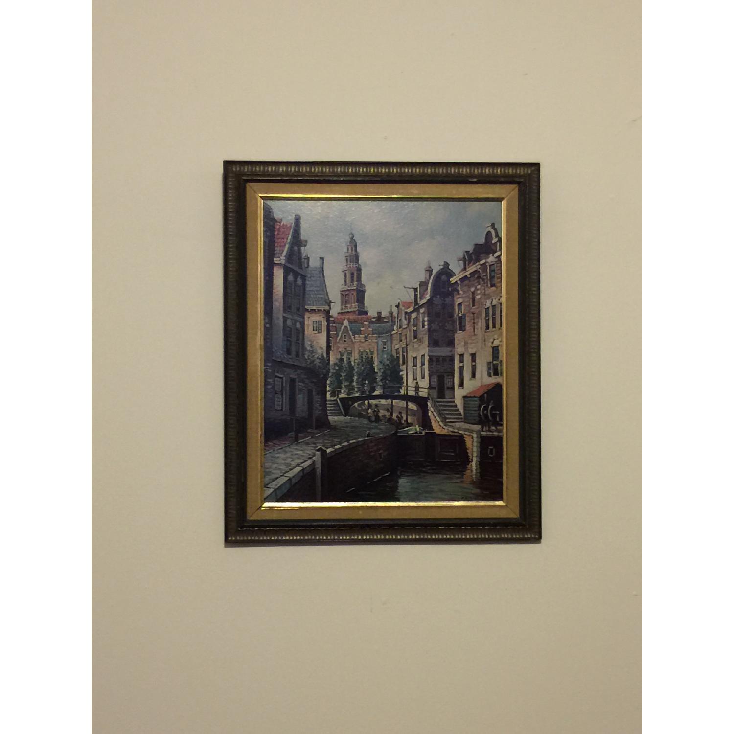 Signed PC Steenhouwer Painting - Canal Scene In Delft - image-2