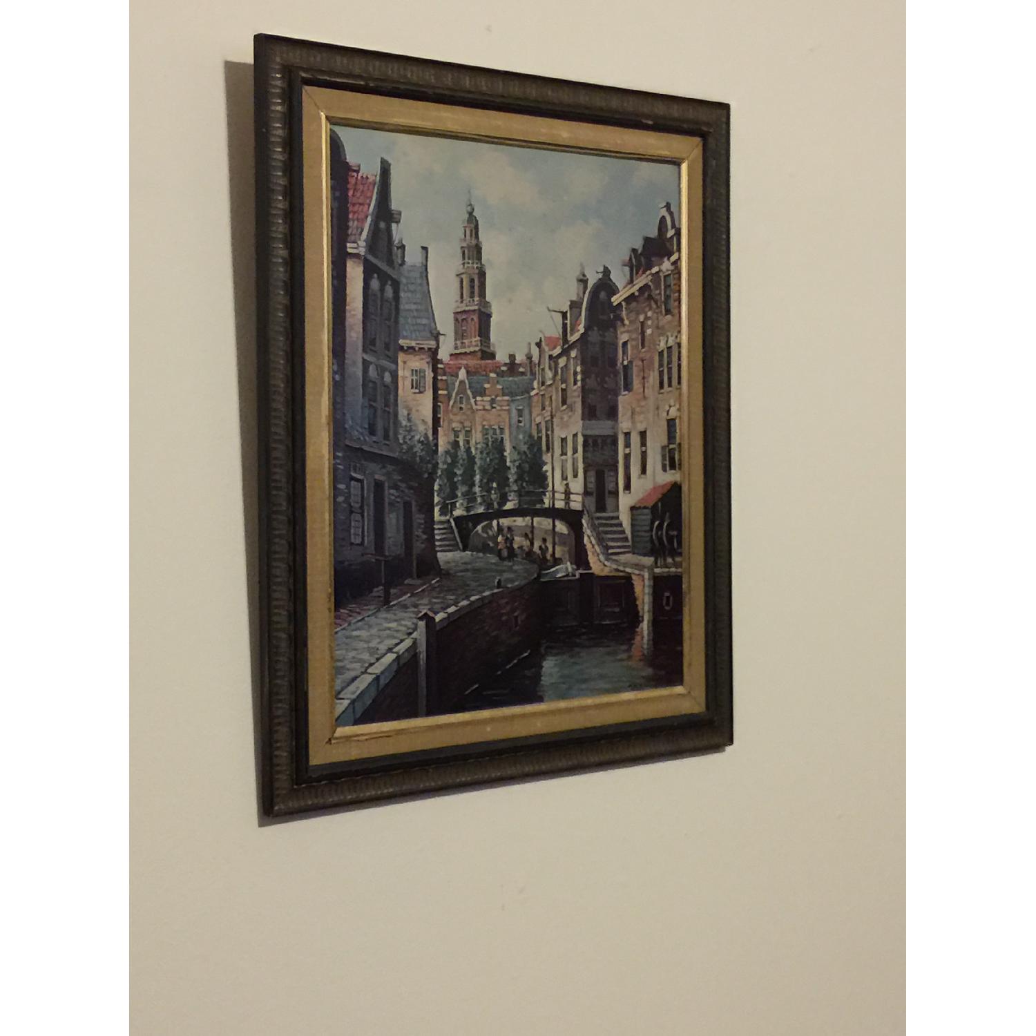 Signed PC Steenhouwer Painting - Canal Scene In Delft - image-3