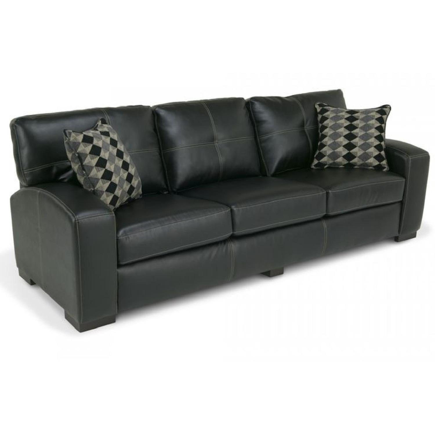 Bob's Black Faux Leather Sleeper Sofa AptDeco