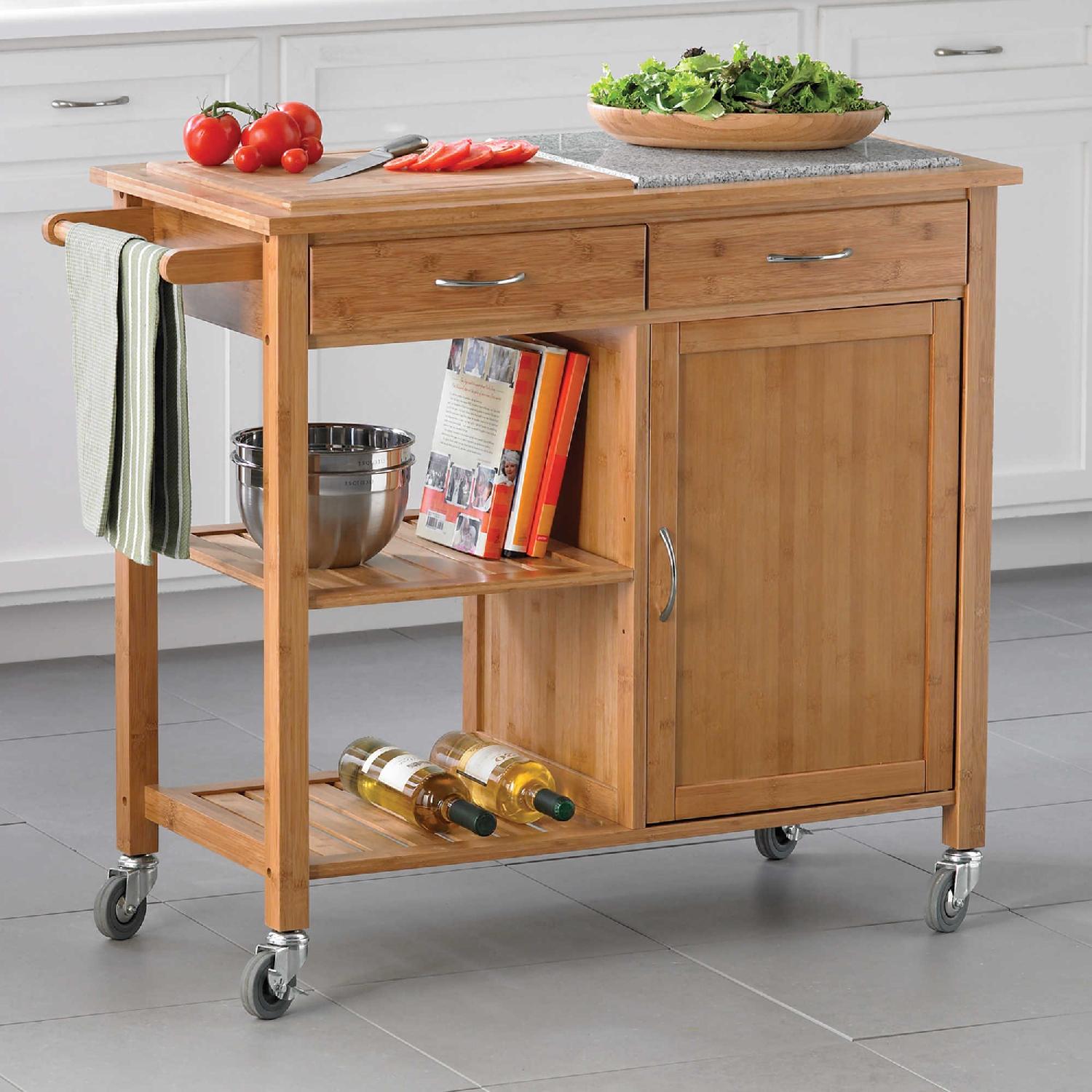 Bed Bath & Beyond Linon Home Bamboo Rolling Kitchen Island - image-8